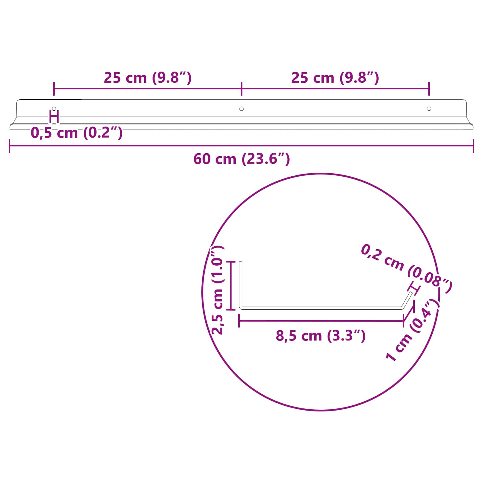 Lebdeća polica Zidne 4 pcs Žuta 60 x 8,5 x 2,5 cm Čelik
