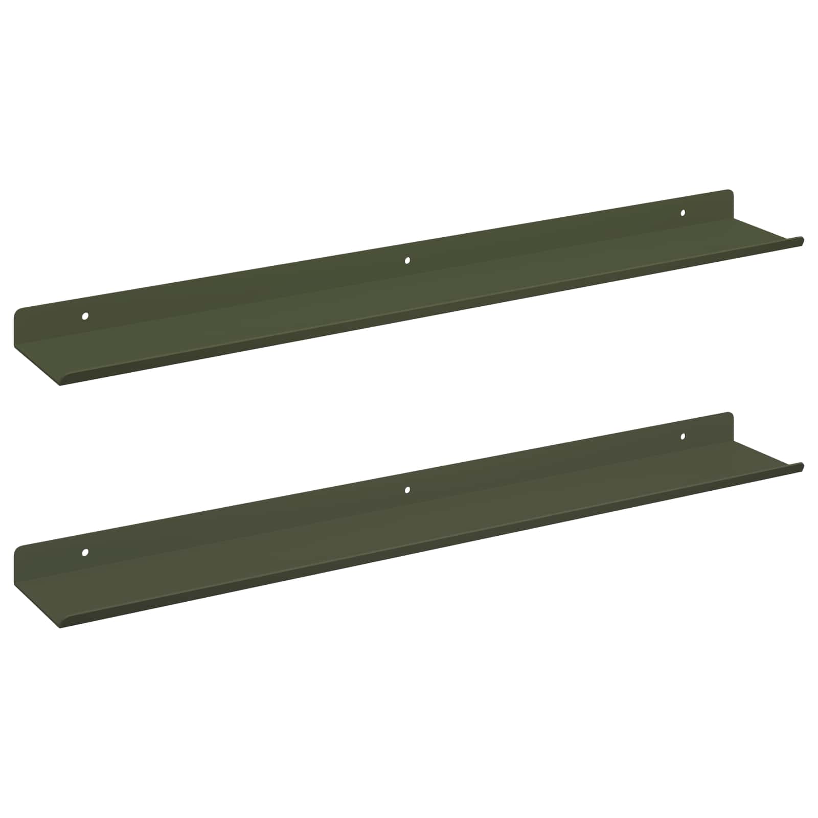 Lebdeća polica 2 pcs Maslinasto zelena 60 x 8,5 x 2,5 cm Čelik