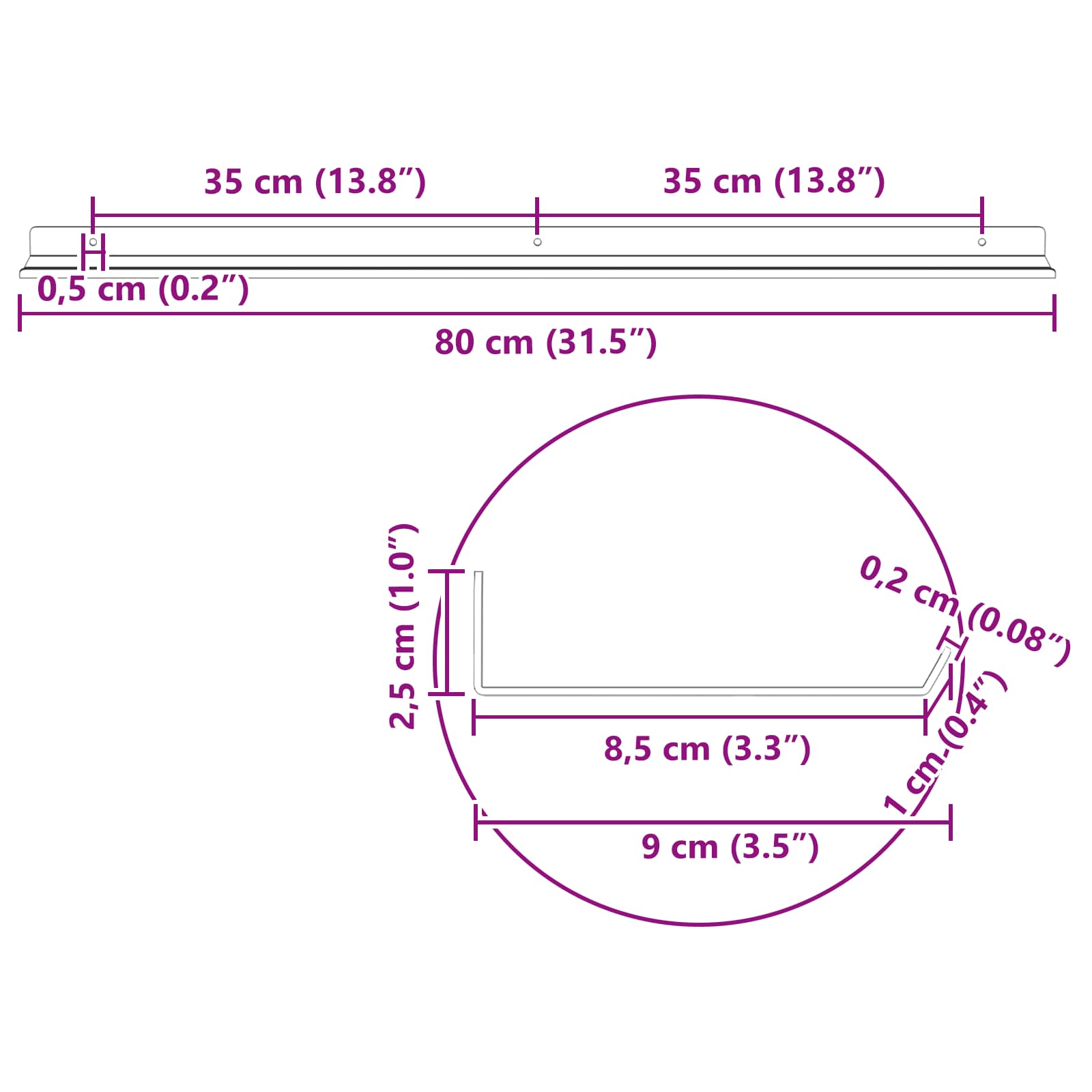 Lebdeća polica Zidna montaža 2 pcs Ružičasta 80 x 9 x 2,5 cm