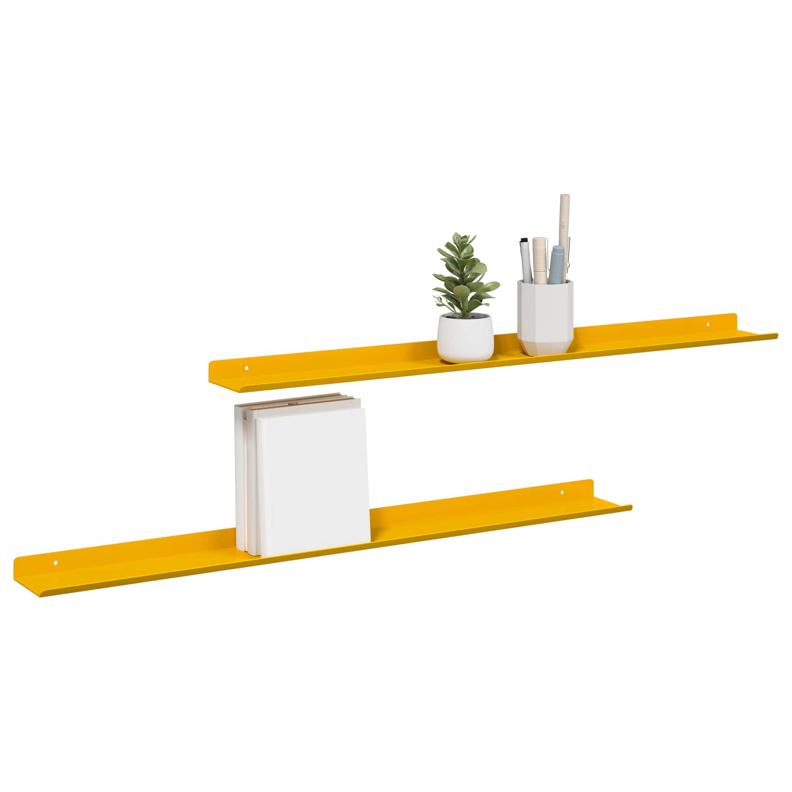Lebdeća polica Zidne 2 pcs Žuta 80 x 9 x 2,5 cm Čelik