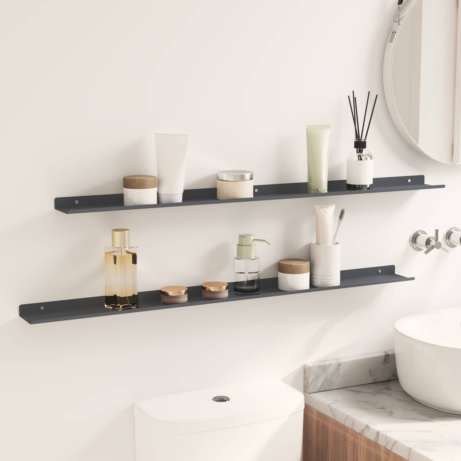 Lebdeća polica Zidne 2 pcs Antracit 100 x 9 x 2,5 cm Čelik