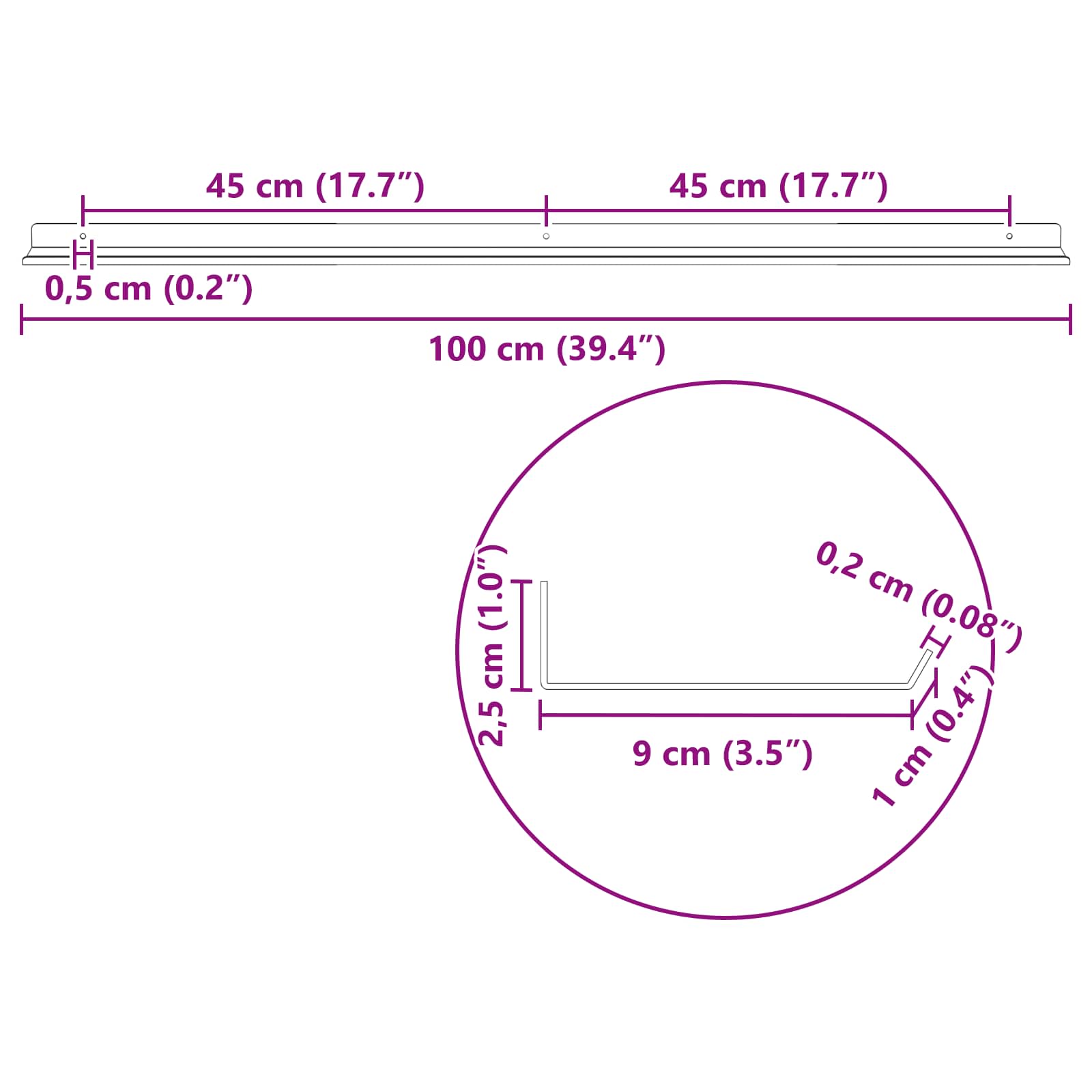 Lebdeća polica Zidne 2 pcs Antracit 100 x 9 x 2,5 cm Čelik