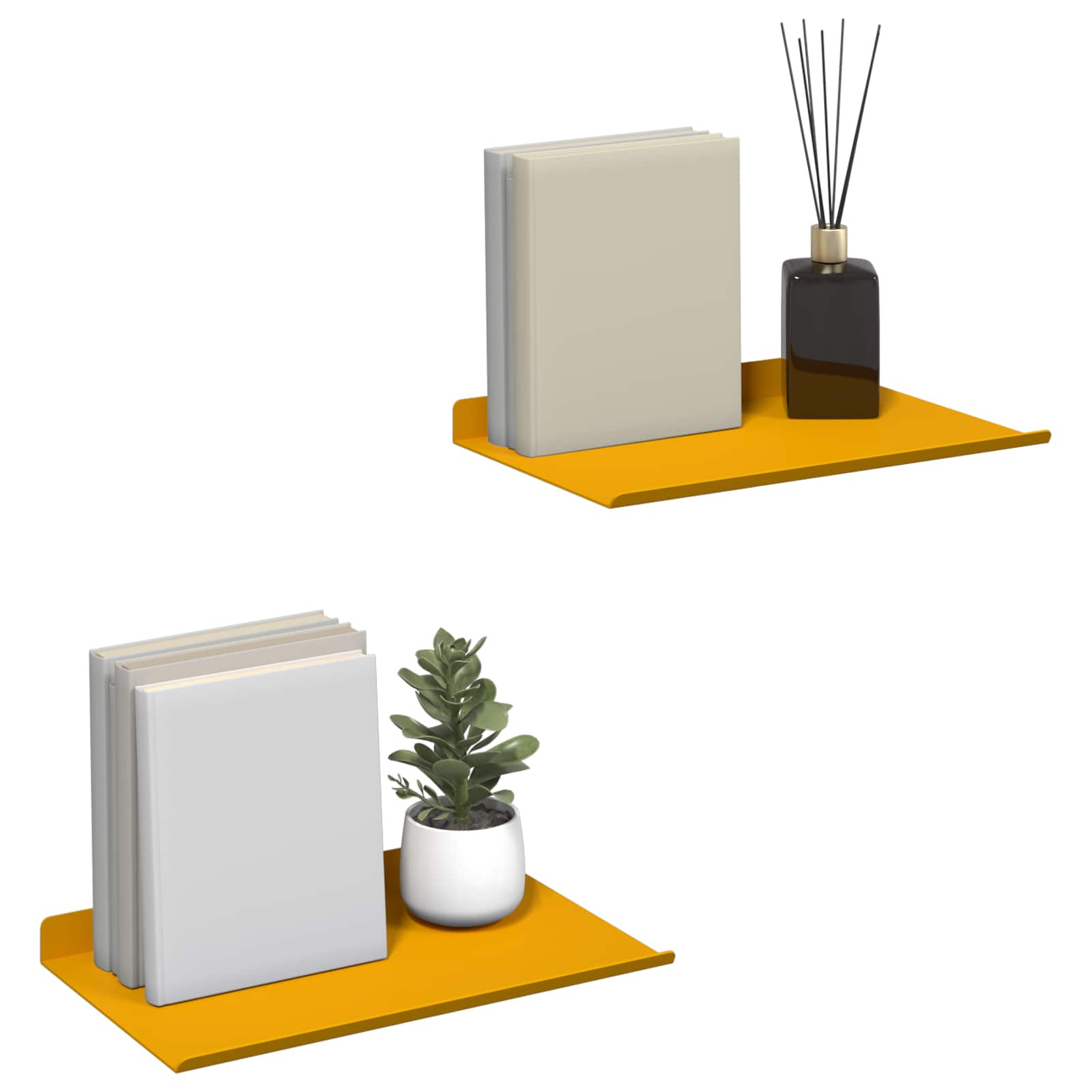 Lebdeća polica Zidne 2 pcs Žuta 30 x 18 x 2,5 cm Čelik