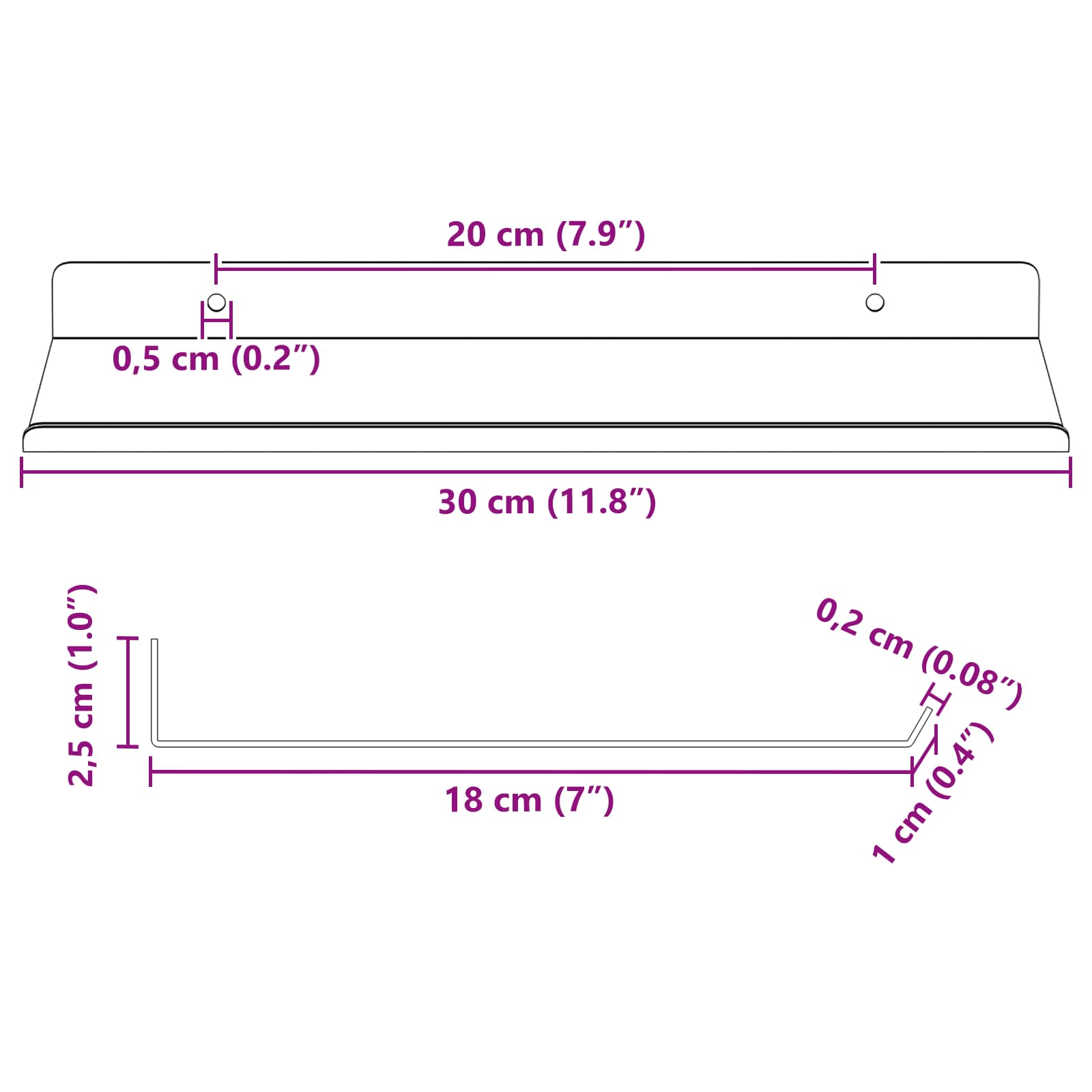 Lebdeća polica Zidne 4 pcs Žuta 30 x 18 x 2,5 cm Čelik