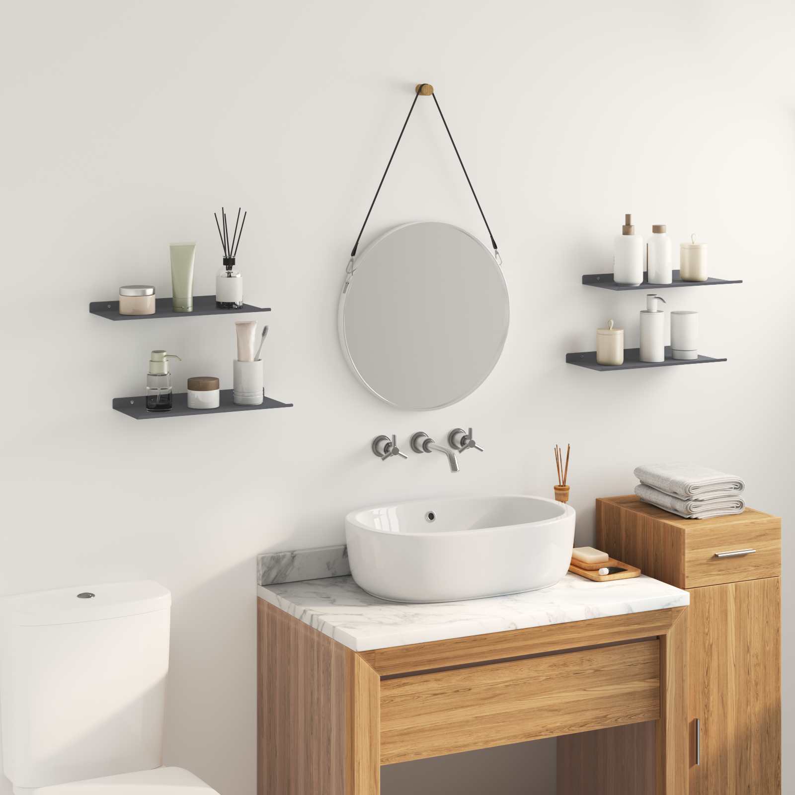 Lebdeća polica Zidne 4 pcs Antracit 40 x 18 x 2,5 cm Čelik