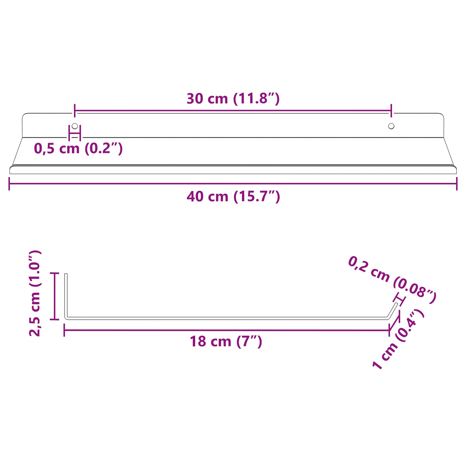 Lebdeća polica Zidne 4 pcs Antracit 40 x 18 x 2,5 cm Čelik