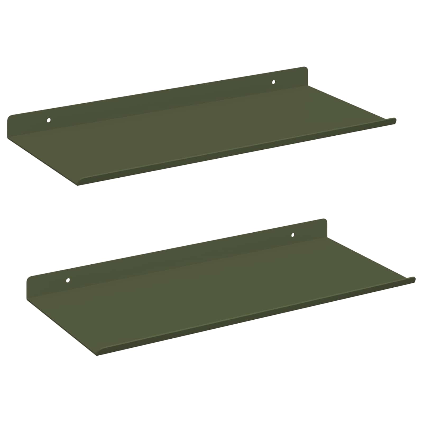 Lebdeća polica 2 pcs Maslinasto zelena 40 x 18 x 2,5 cm Čelik