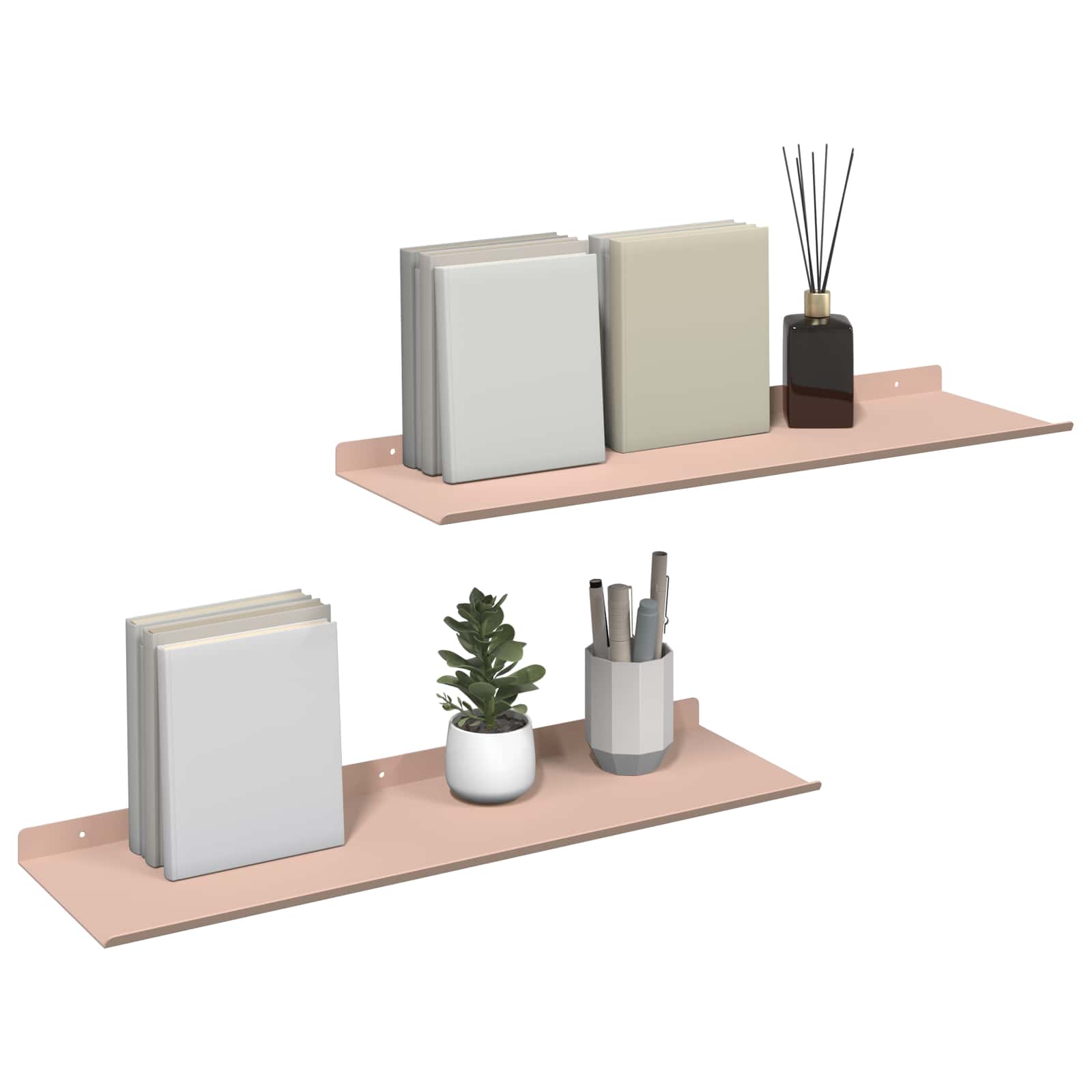 Lebdeća polica Zidne 2 pcs Ružičasta 60 x 18 x 2,5 cm Čelik