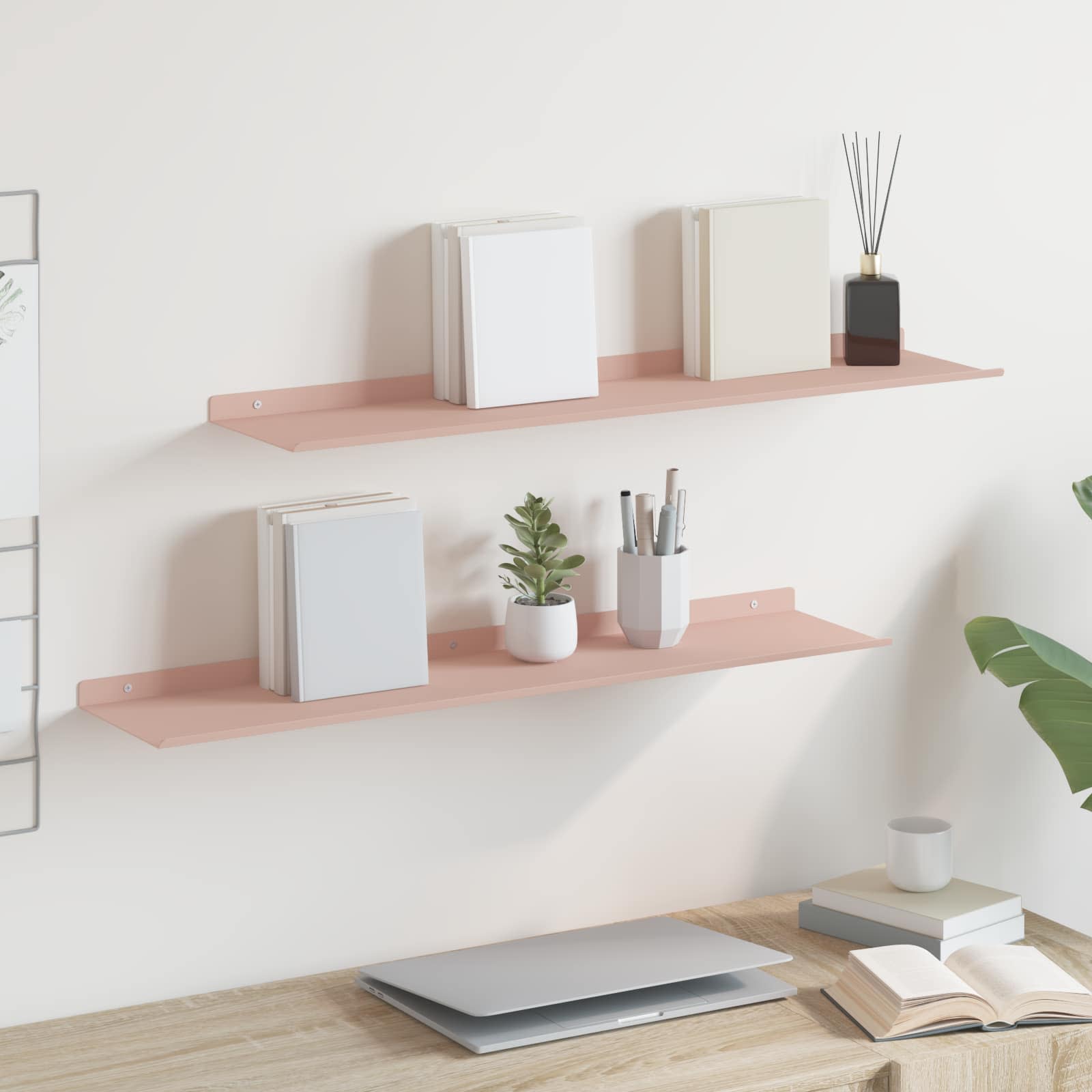 Lebdeća polica Zidne 2 pcs Ružičasta 80 x 18 x 2,5 cm Čelik