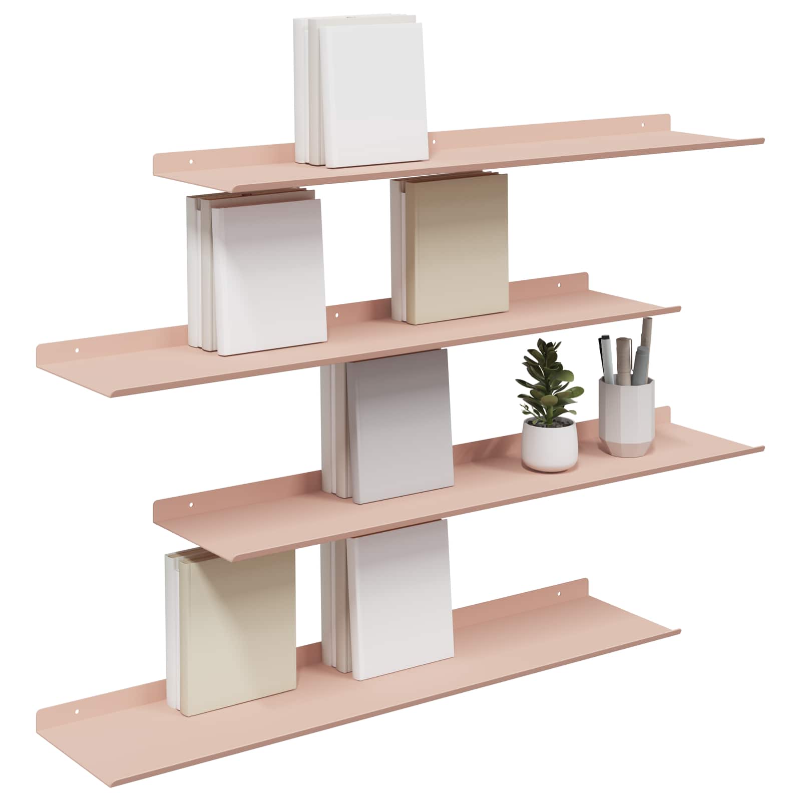 Lebdeća polica Zidne 4 pcs Ružičasta 80 x 18 x 2,5 cm Čelik