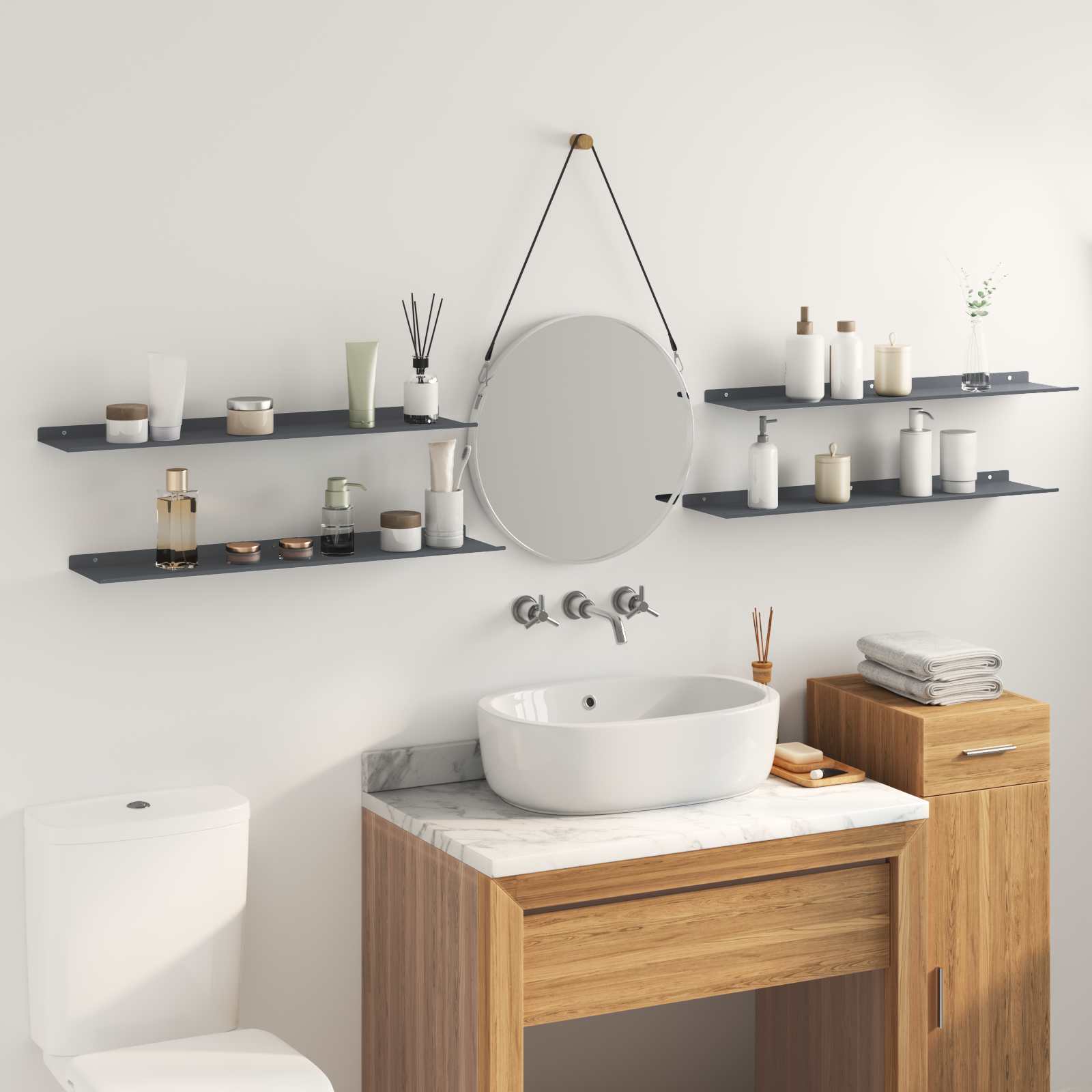 Lebdeća polica Zidne 4 pcs Antracit 80 x 18 x 2,5 cm Čelik