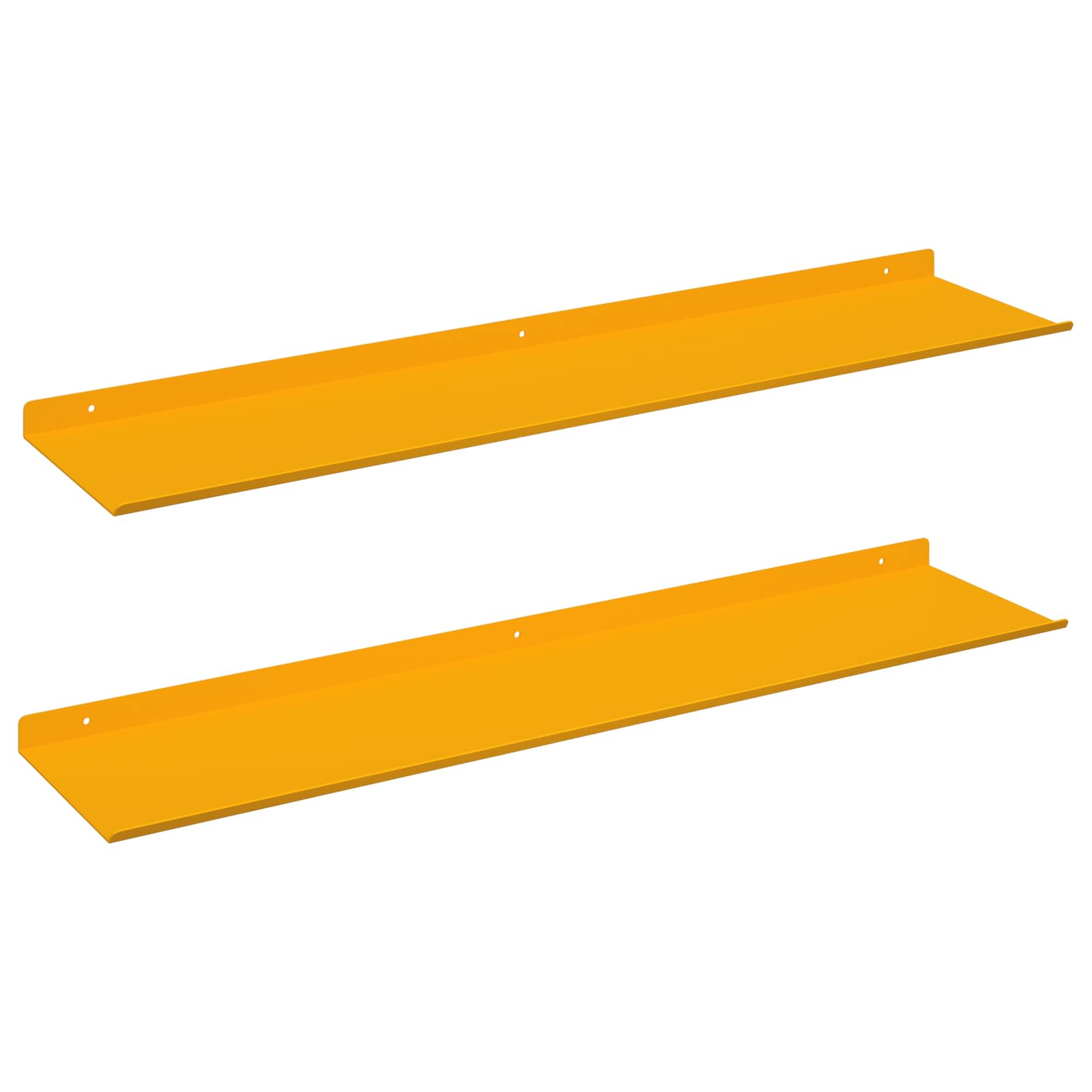 Lebdeća polica Zidne 2 pcs Žuta 80 x 18 x 2,5 cm Čelik