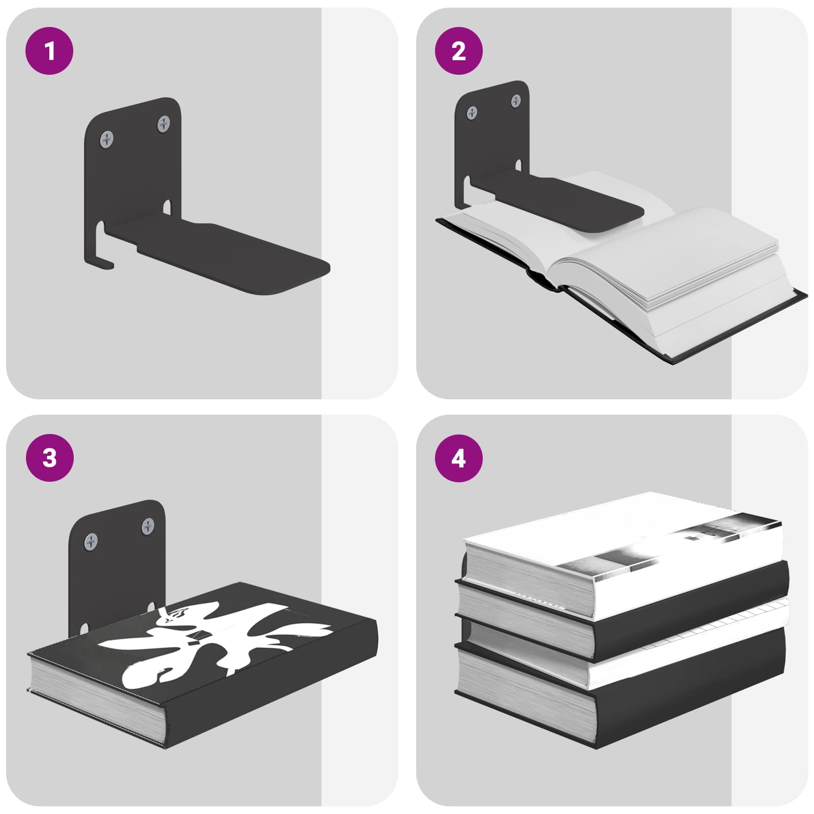 Lebdeća polica s policom Zidne 8 pcs Crna 6 x 10,8 x 6,6 cm