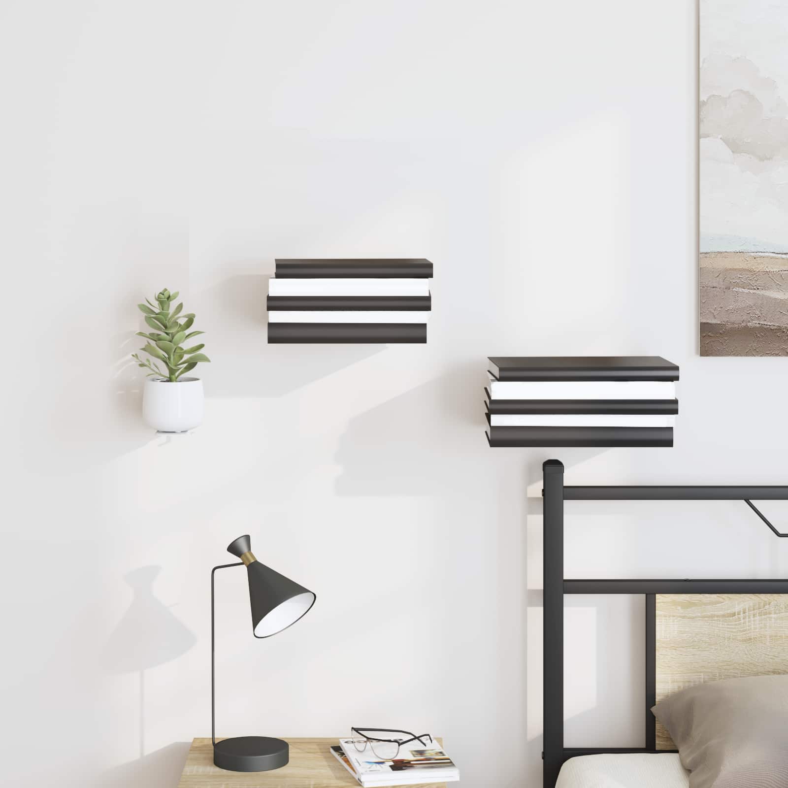Lebdeća polica s policom Zidne 4 pcs Bijeli 6 x 10,8 x 6,6 cm