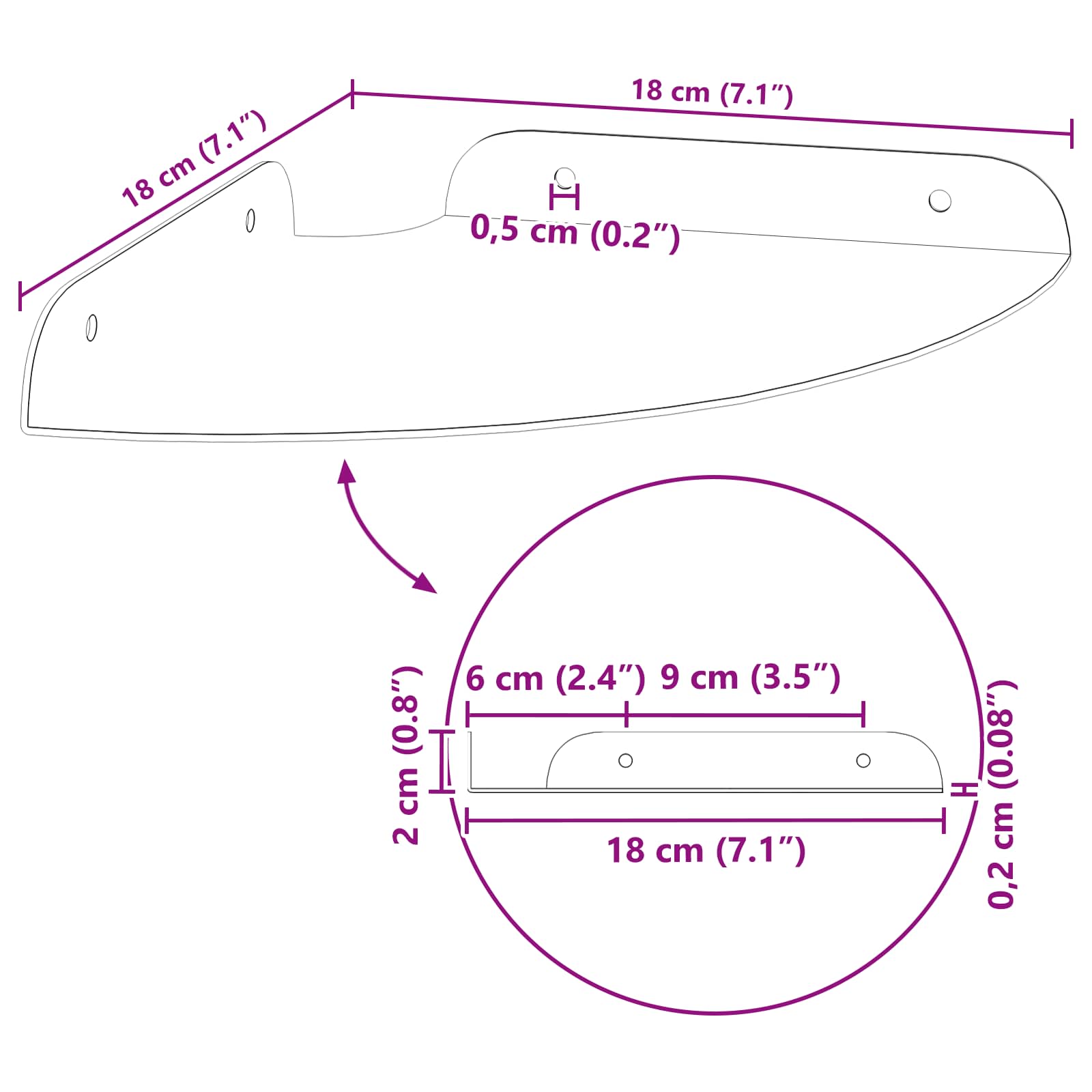 Lebdeća polica s policom 2 pcs Ružičasta 18 x 18 x 2 cm