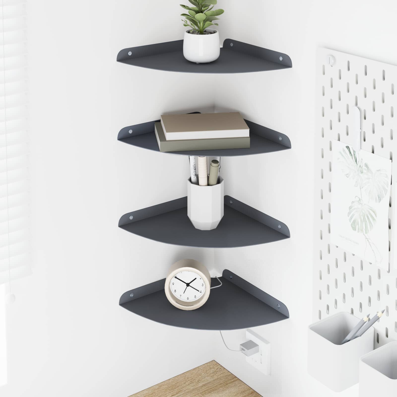 Lebdeća polica s policom 4 pcs Antracit 24 x 24 x 2,3 cm