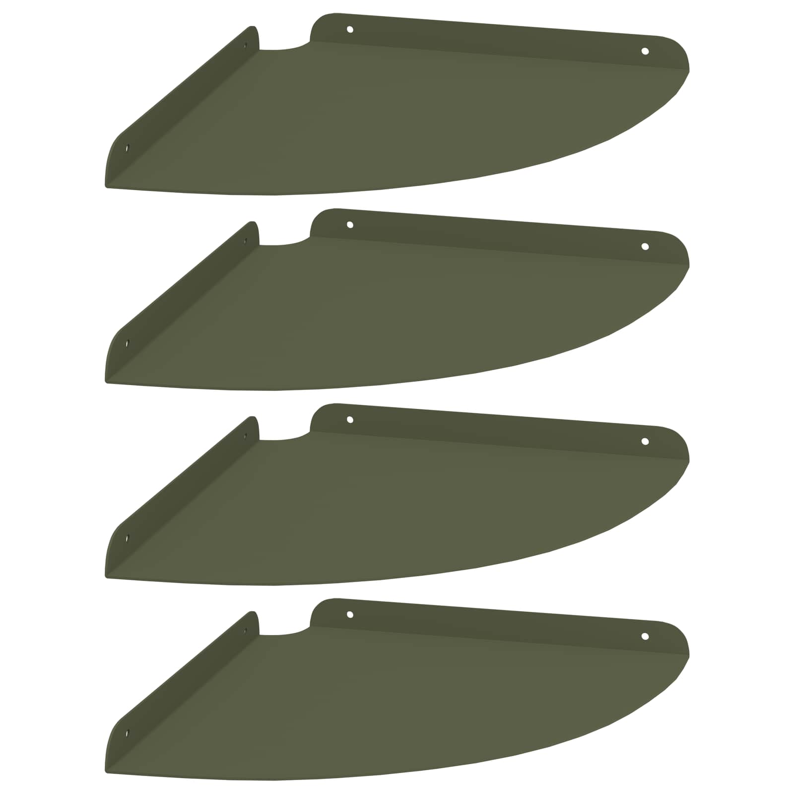 Lebdeća polica s policom 4 pcs Maslinovo zelena 30 x 30 x 2 cm