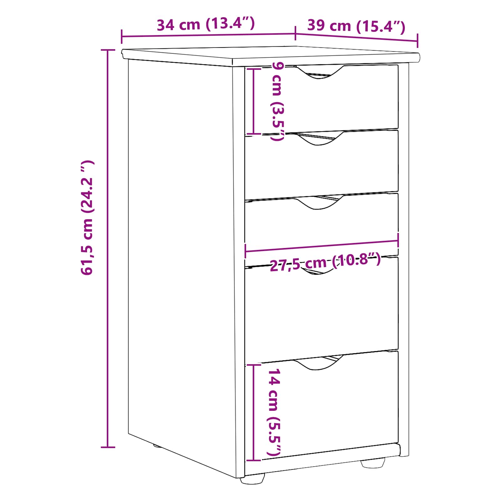 Cabinet Medeno smeđa 34 x 39 x 61,5 cm Čvrsto borovo drvo