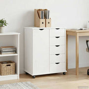 Mobilni ormar Bijelo 63,5 x 39 x 79 cm Čvrsto borovo drvo