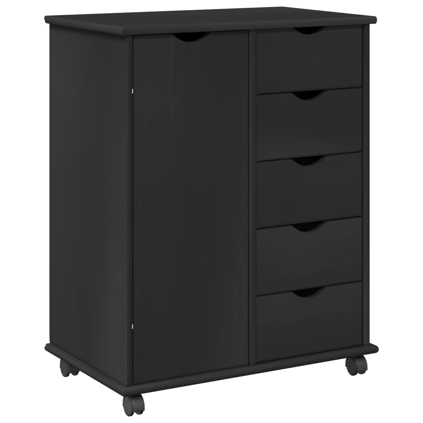 Mobilni ormar Crna 63,5 x 39 x 79 cm Čvrsto borovo drvo