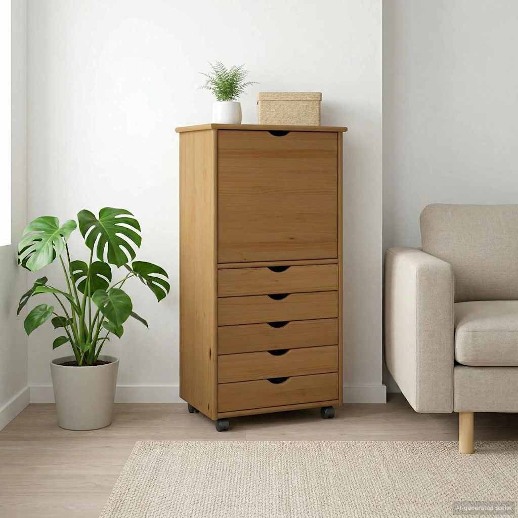 Mobilni ormar Medeno smeđa 53 x 39 x 103 cm Čvrsto borovo drvo