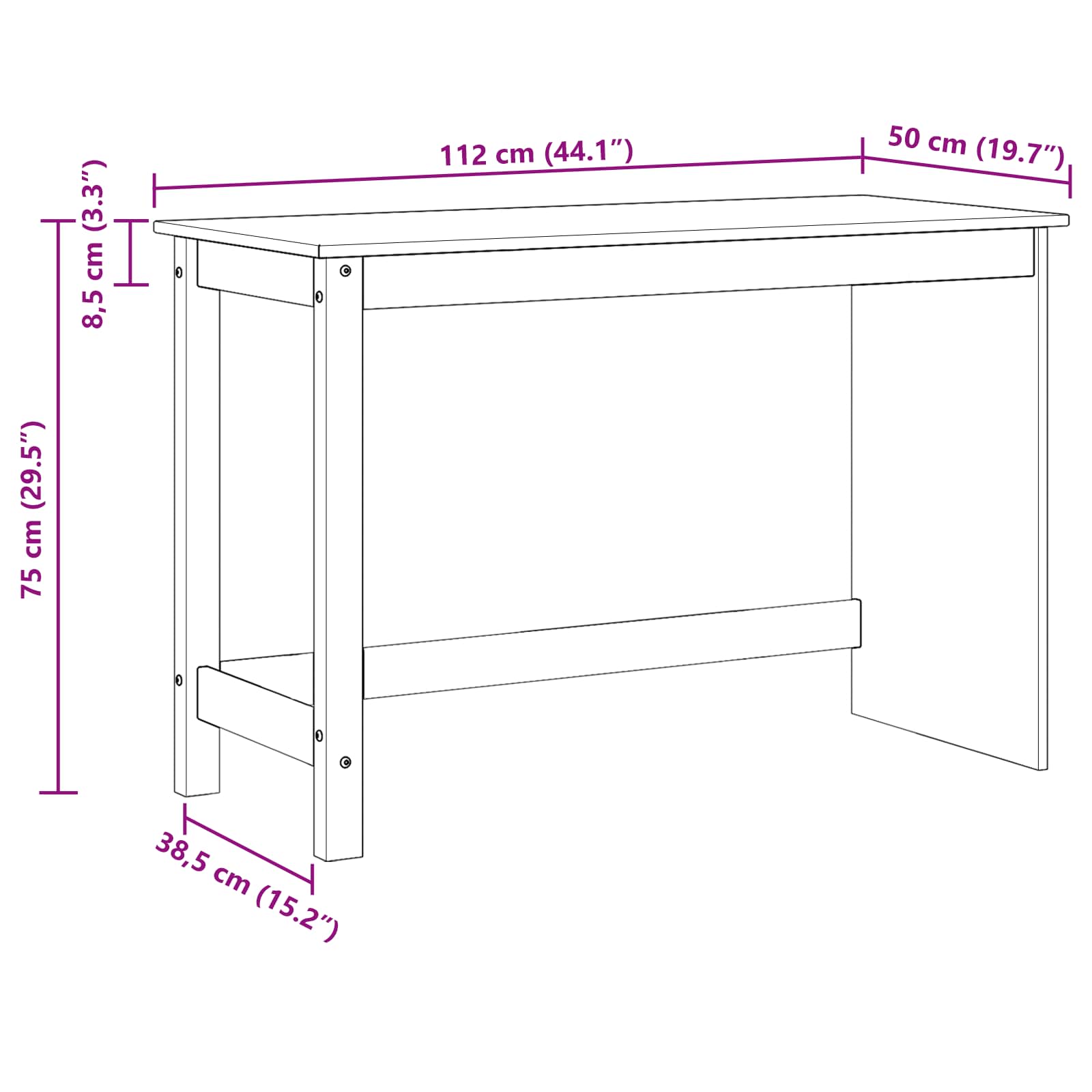 Stol Medeno smeđa 112 x 50 x 75 cm Čvrsto borovo drvo