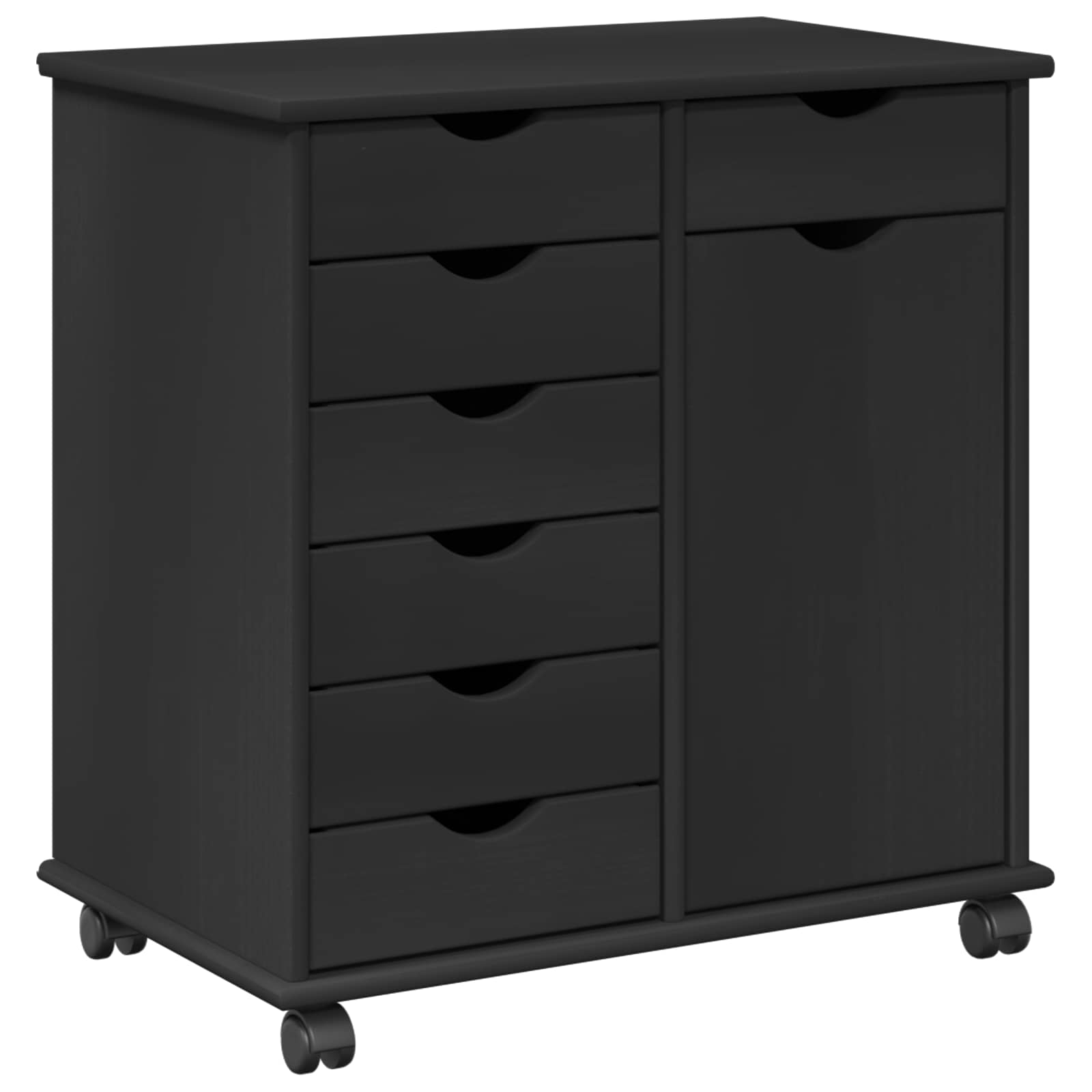Mobilni ormar Crna 63,5 x 39 x 65,5 cm Čvrsto borovo drvo
