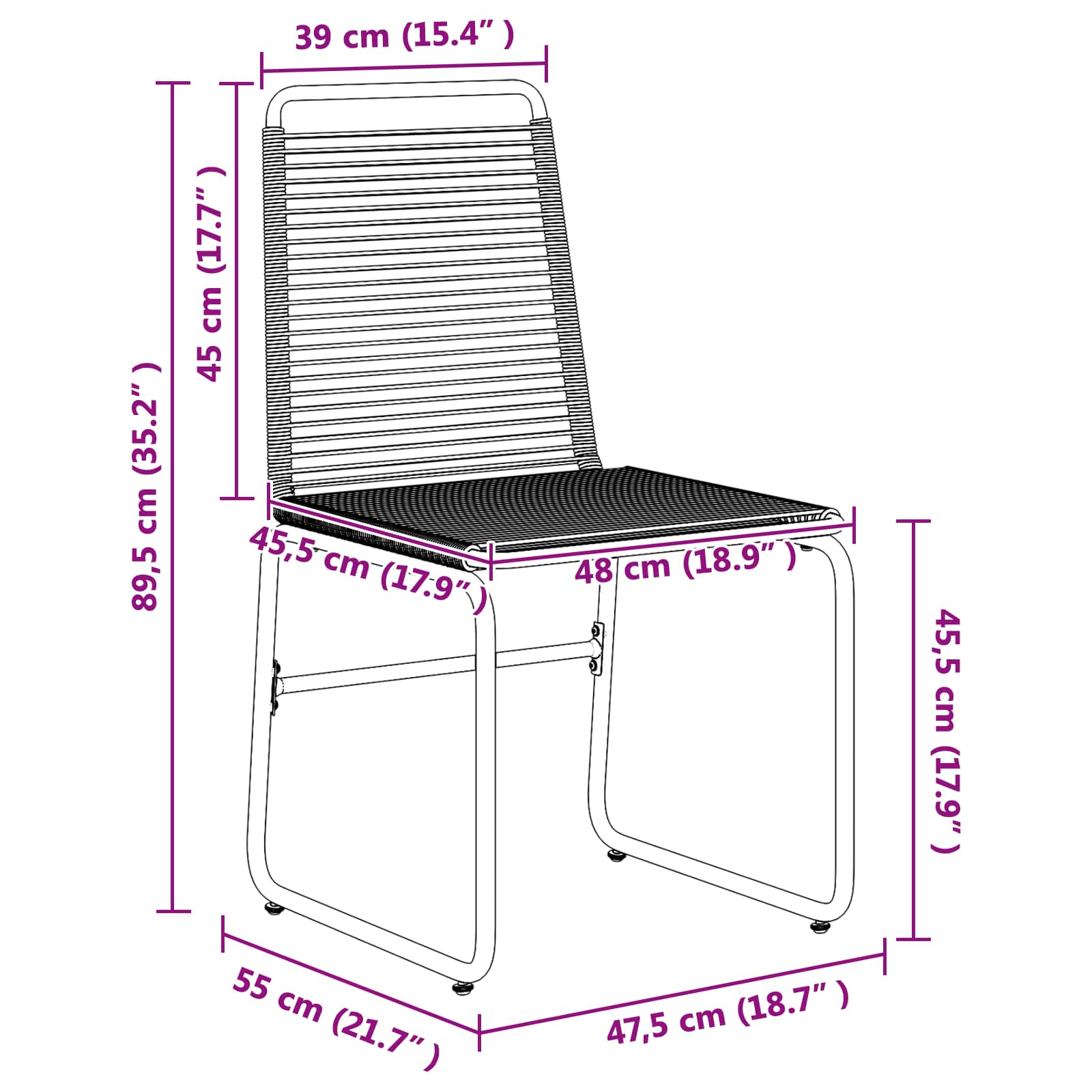 Vrtne stolice 2 pcs Crna 48 x 55 x 89,5 cm Ratan