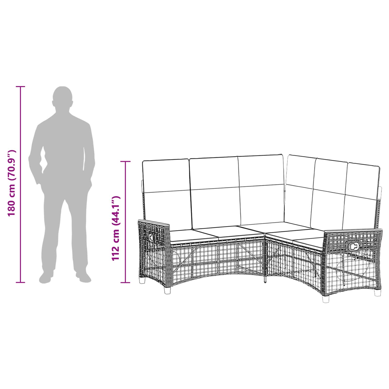 Vrtni set sofe za opuštanje Crna i Tirkizna 164 x 164 x 112 cm