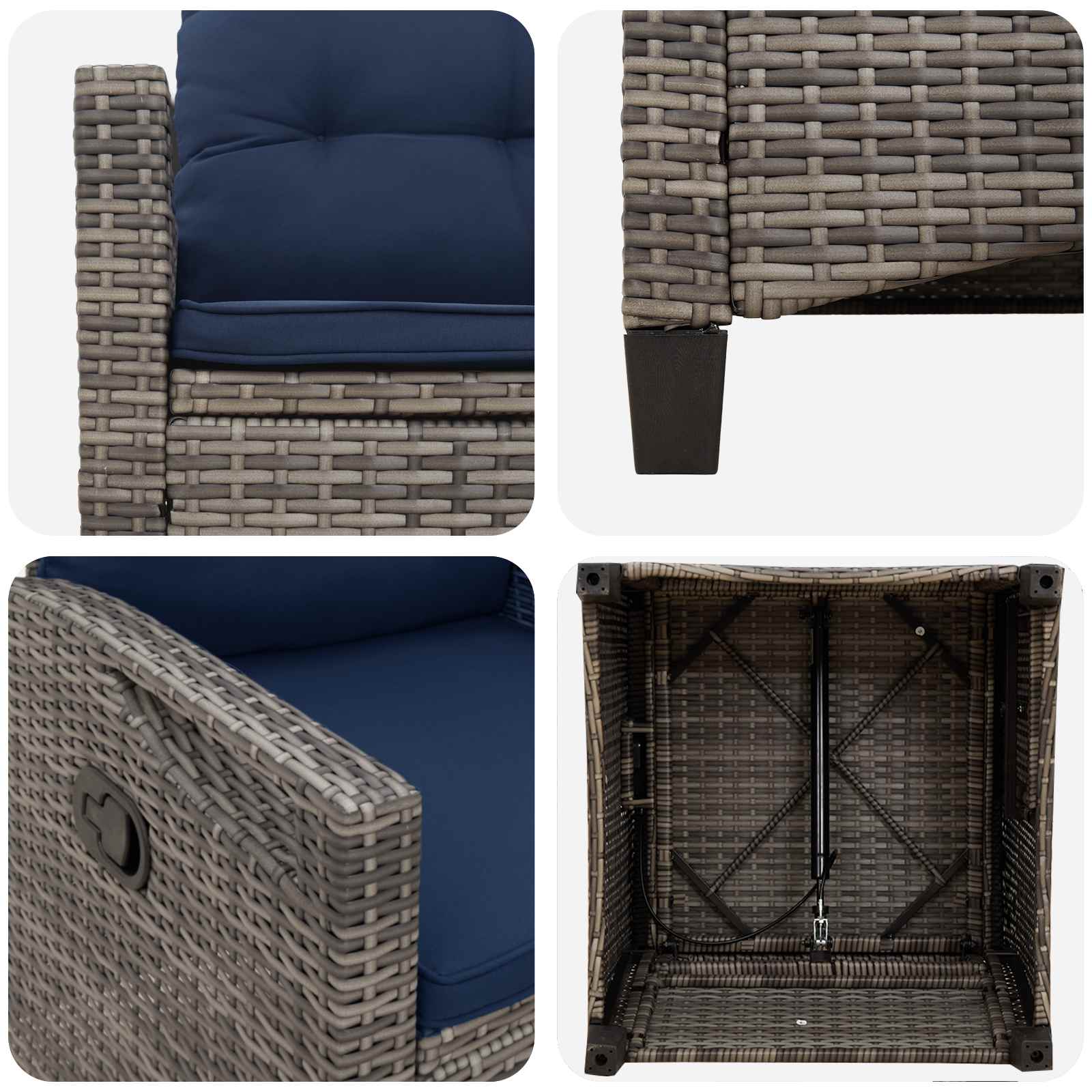 Vrtna stolica 2 pcs siva i modra 56 x 60 x 112 cm