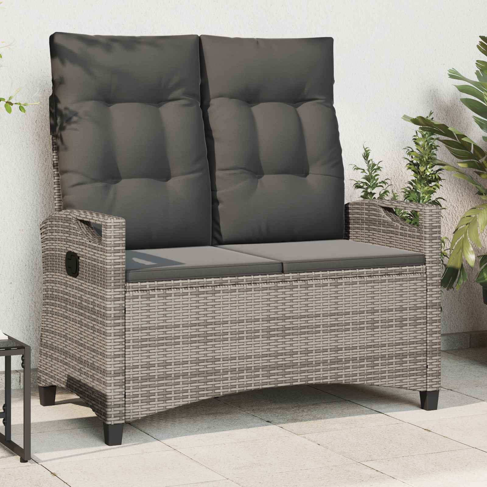Vrtna klupa s jastukom Siva i tamno siva 105 x 60 x 112 cm