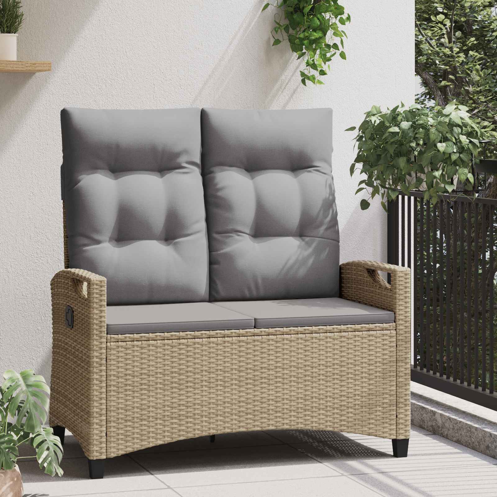 Vrtna klupa s jastukom Bež i svijetlo siva 105 x 60 x 112 cm