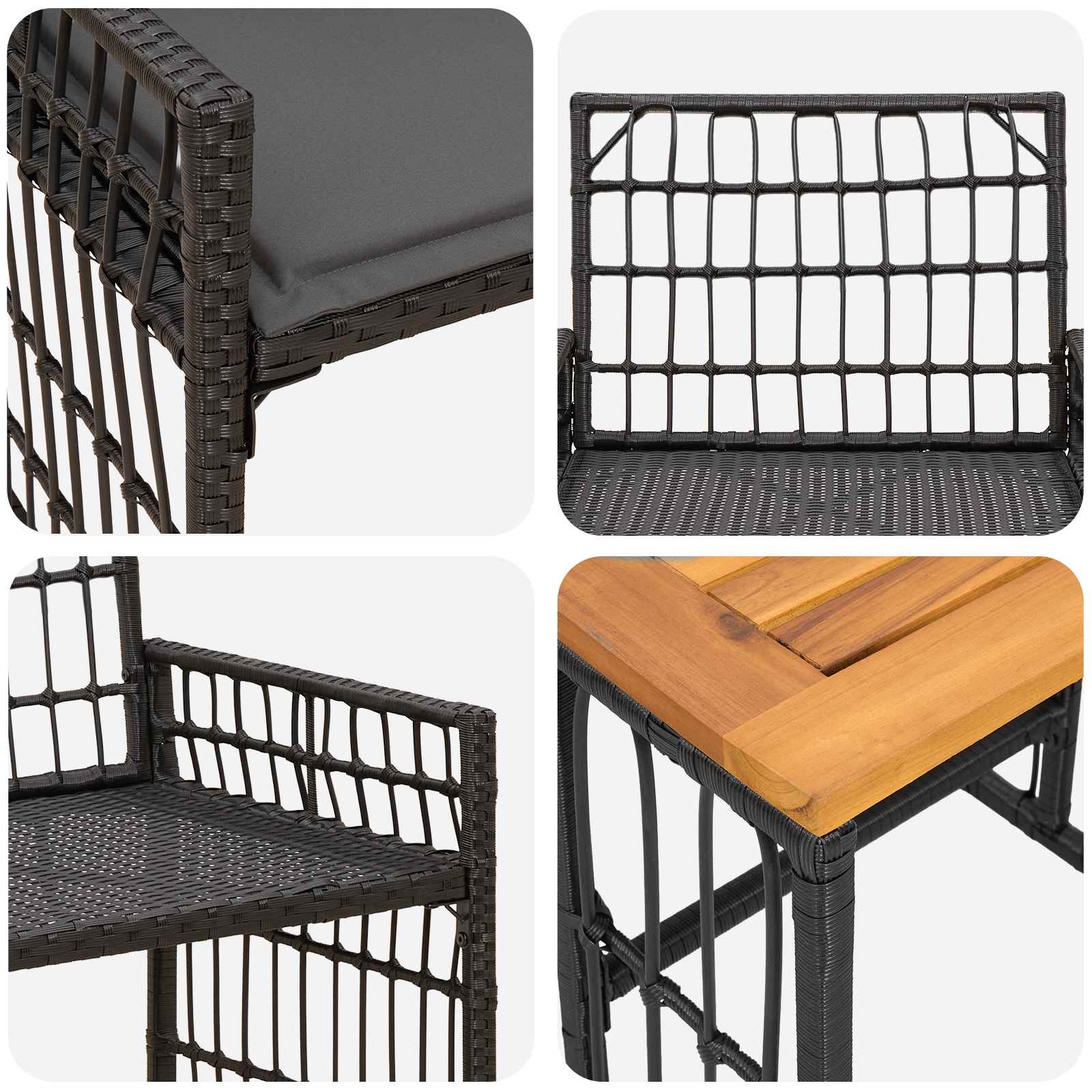 Set vanjskog namještaja 5 pcs Crna i tamno siva