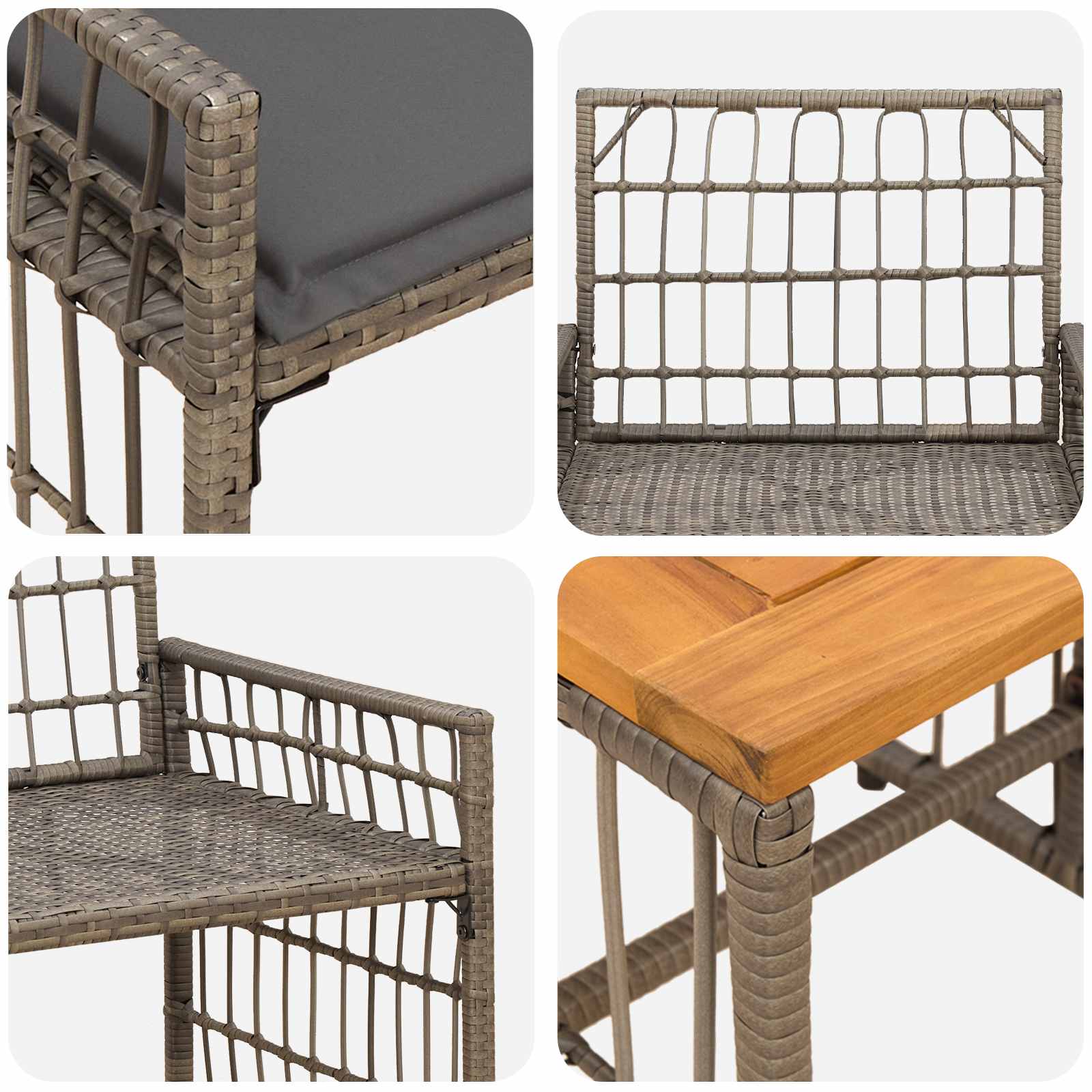 Set vanjskog namještaja 5 pcs Crna i tamno siva