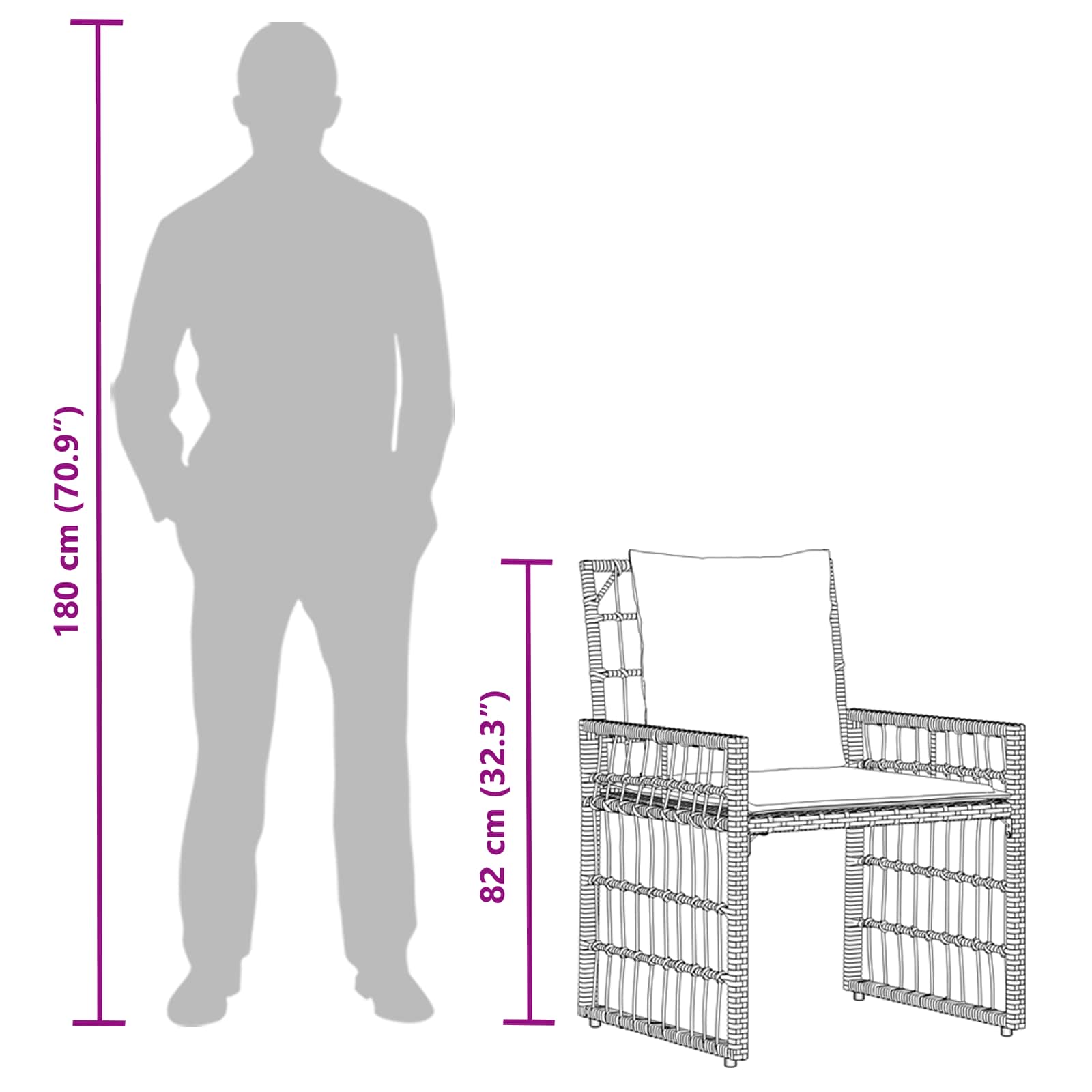 Set vanjskog namještaja 3 pcs Crna i tamno siva