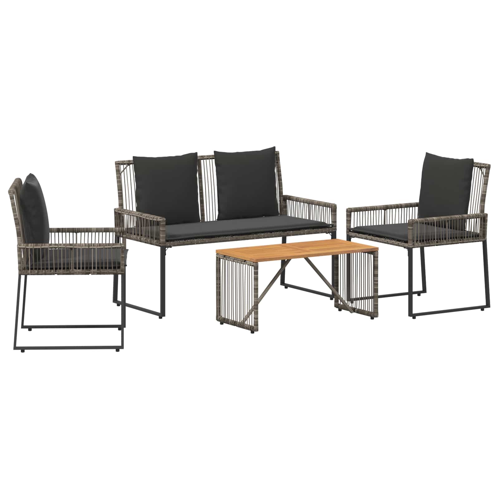 Set vanjskog namještaja 9 pcs Siva i tamno siva poliratan