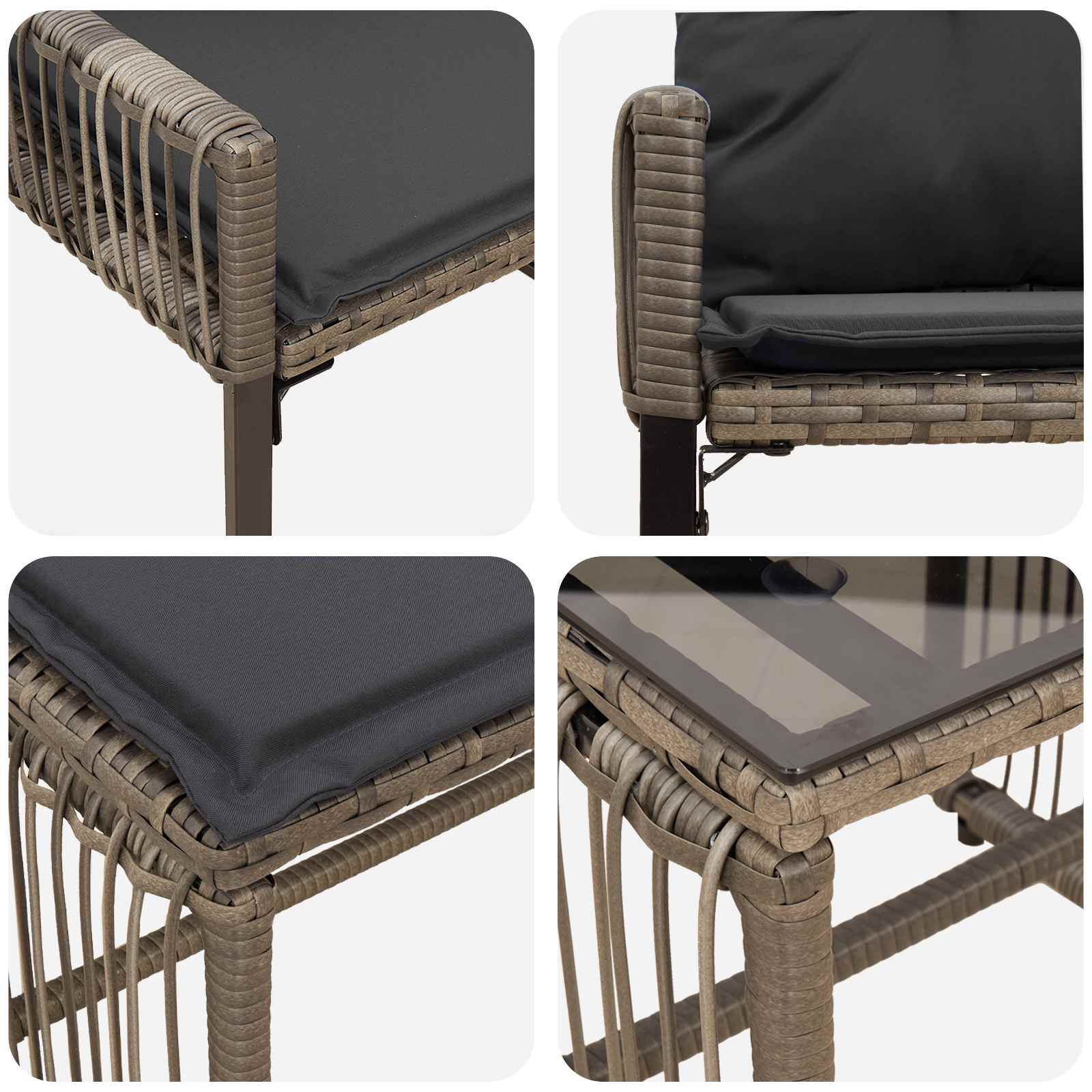 Set vanjskog namještaja 11 pcs Siva i tamno siva poliratan