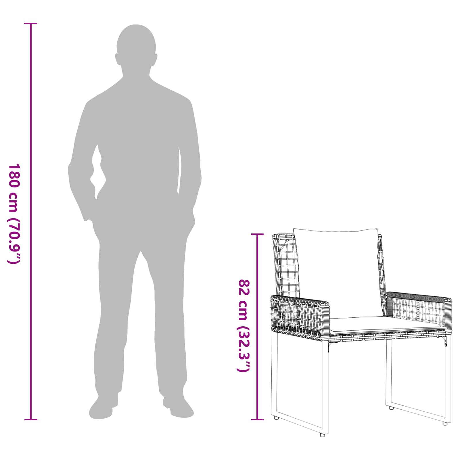 Set vanjskog namještaja s jastukom 4 pcs Crna i krem-bijela