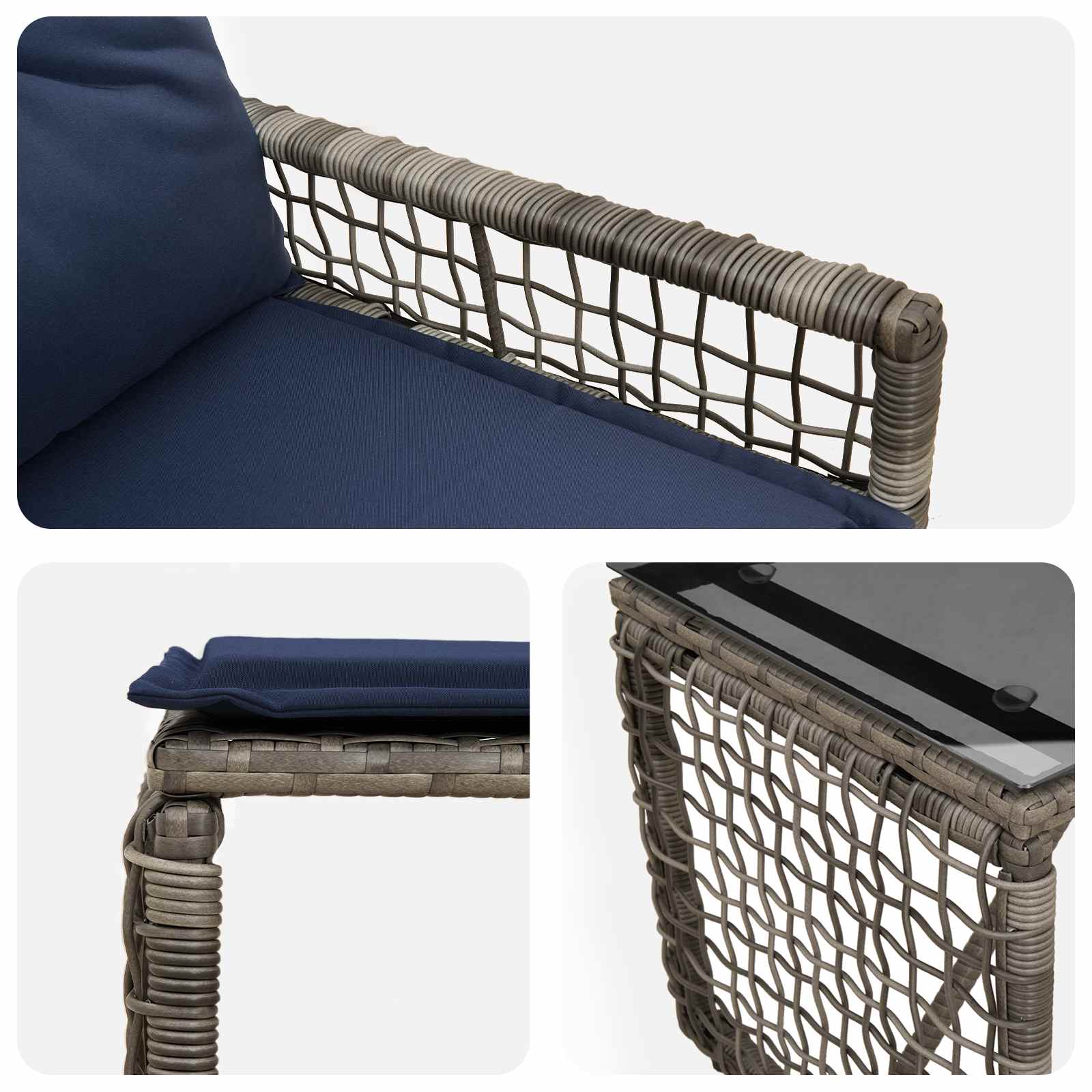 Set vanjskog namještaja s jastukom 5 pcs Siva i mornarsko plava