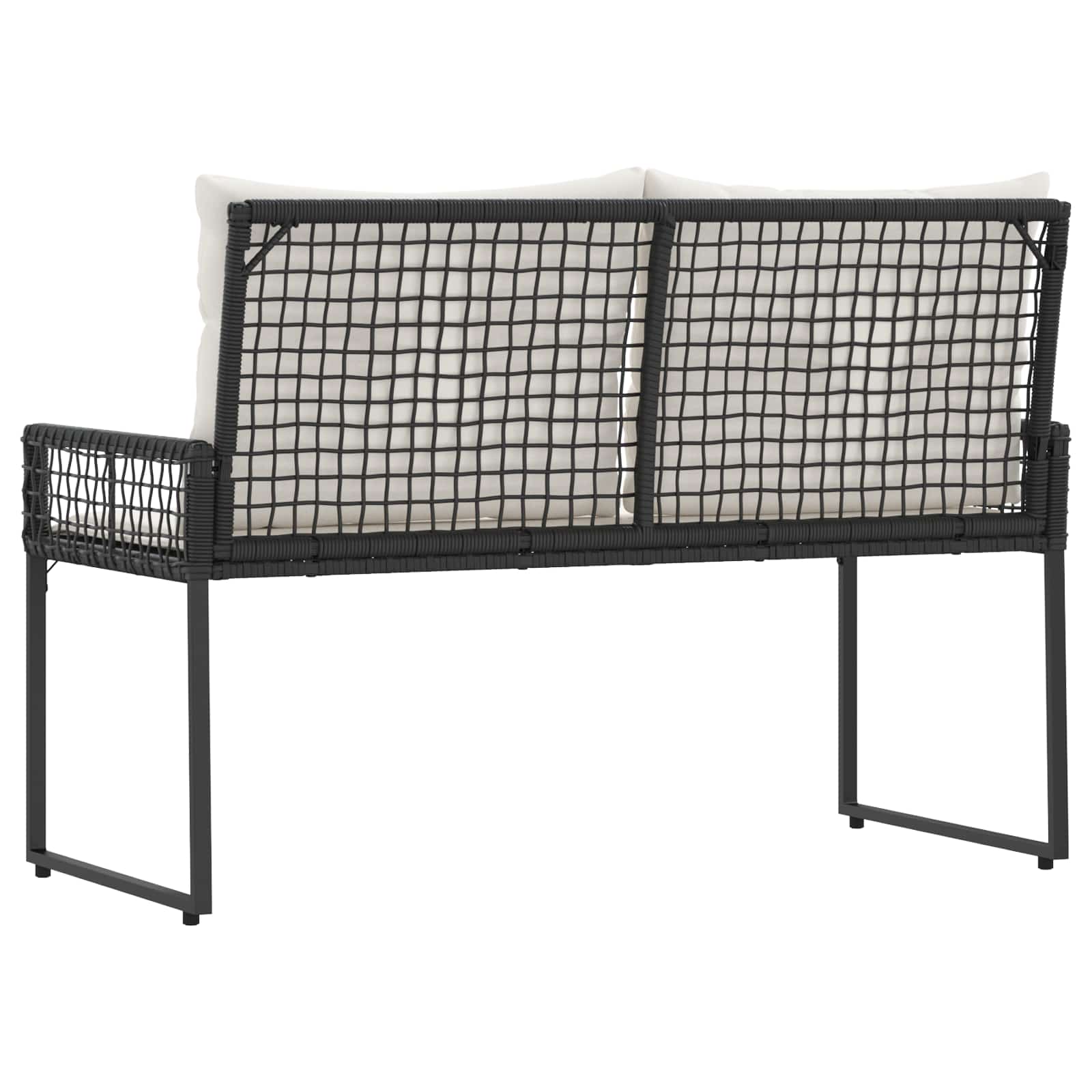 Vanjska klupa s jastukom Crna i krem-bijela 118 x 55 x 82 cm