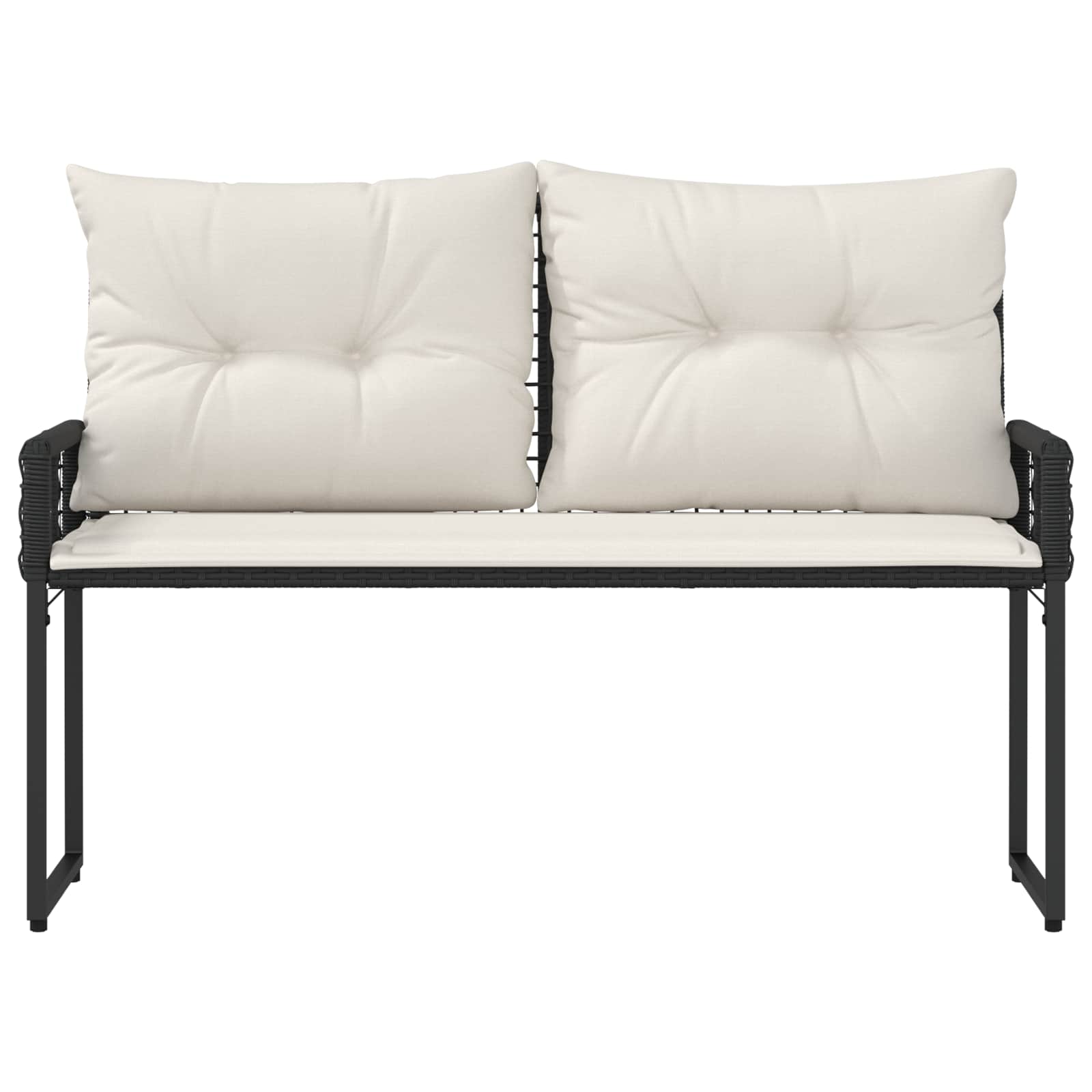 Vanjska klupa s jastukom Crna i krem-bijela 118 x 55 x 82 cm