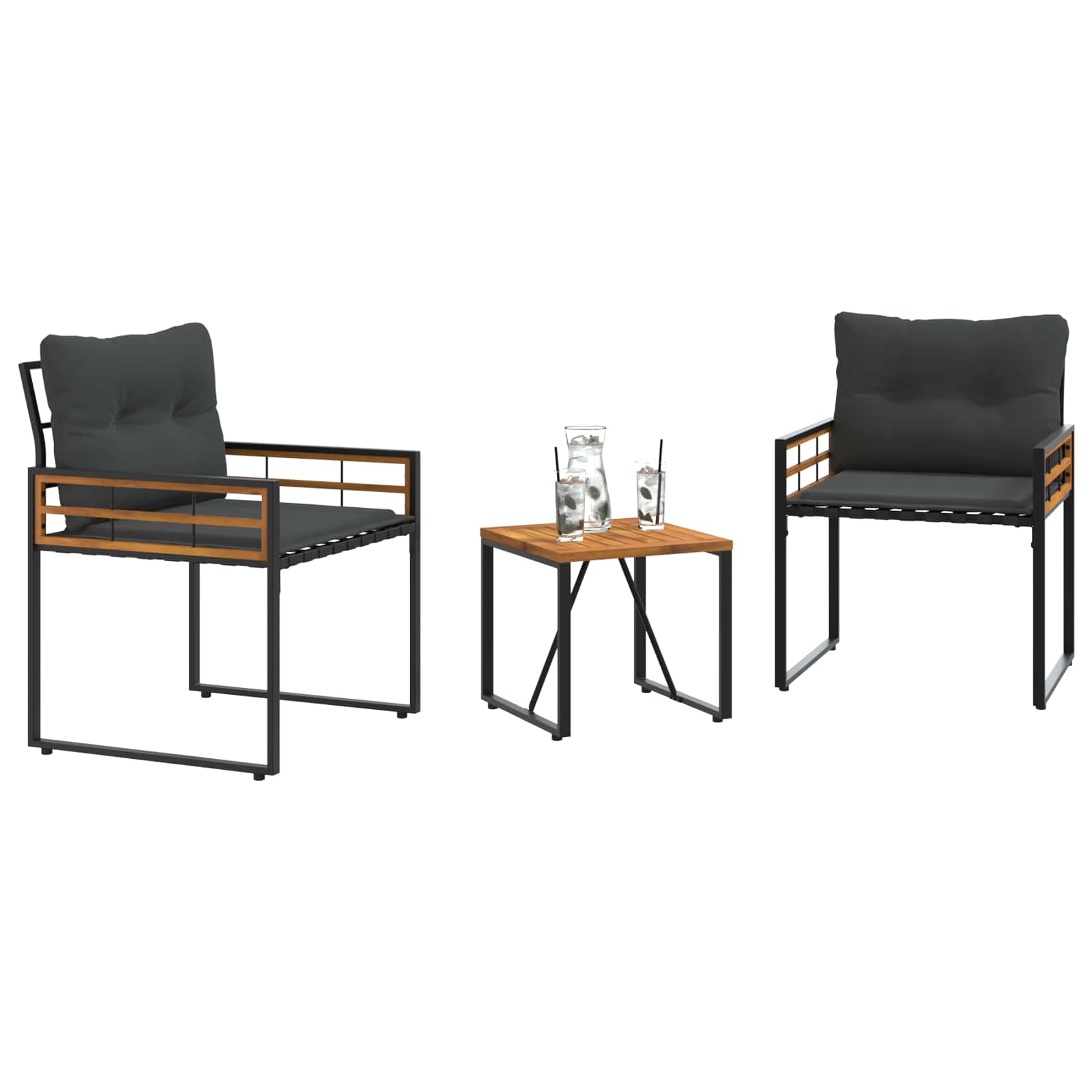 Set vanjskog namještaja s jastukom 3 pcs Siva