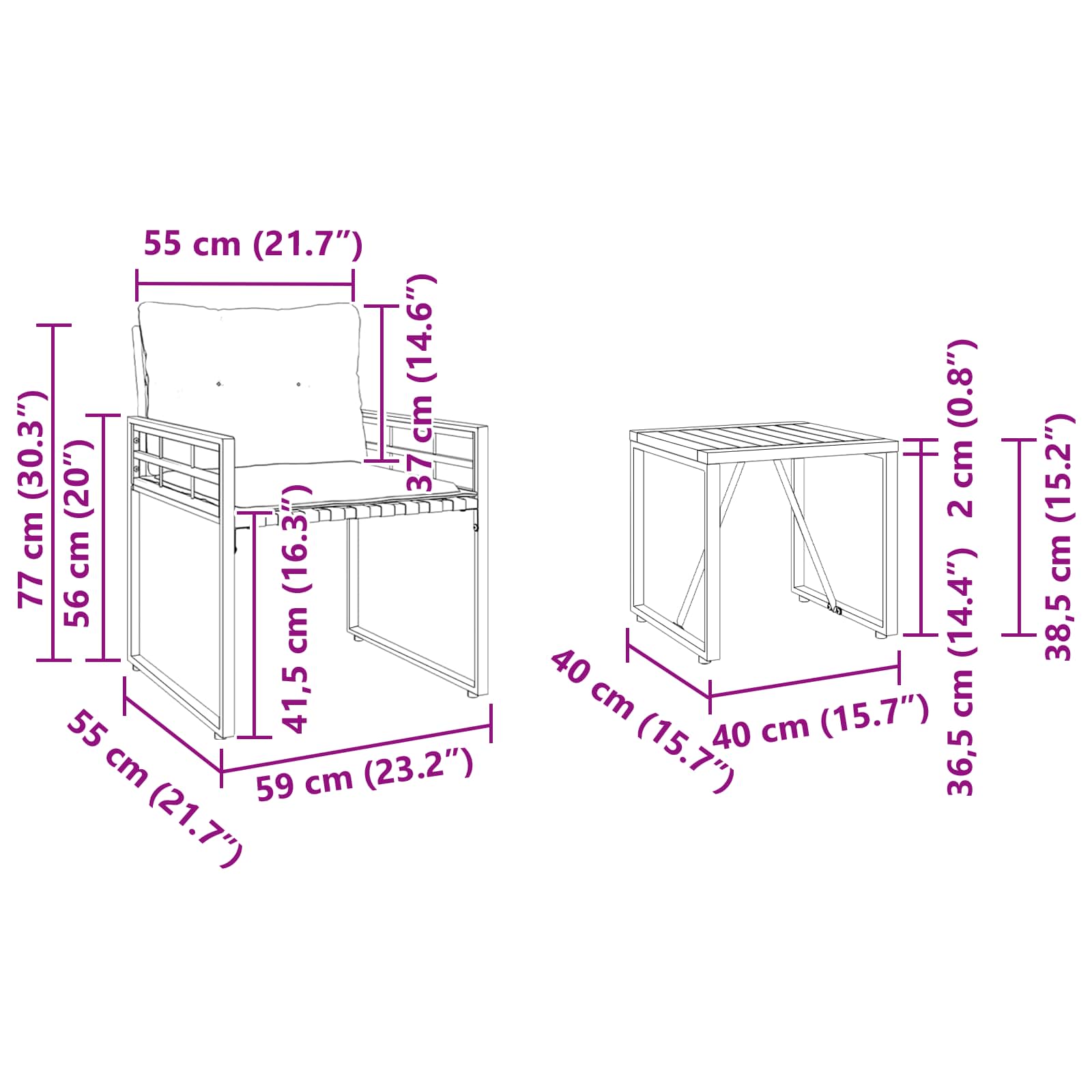 Set vanjskog namještaja s jastukom 3 pcs Svijetlo siva