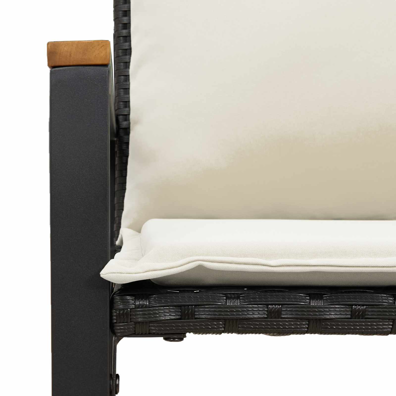 klupa s jastukom Crna i krem-bijela 115 x 65 x 72 cm Ratan
