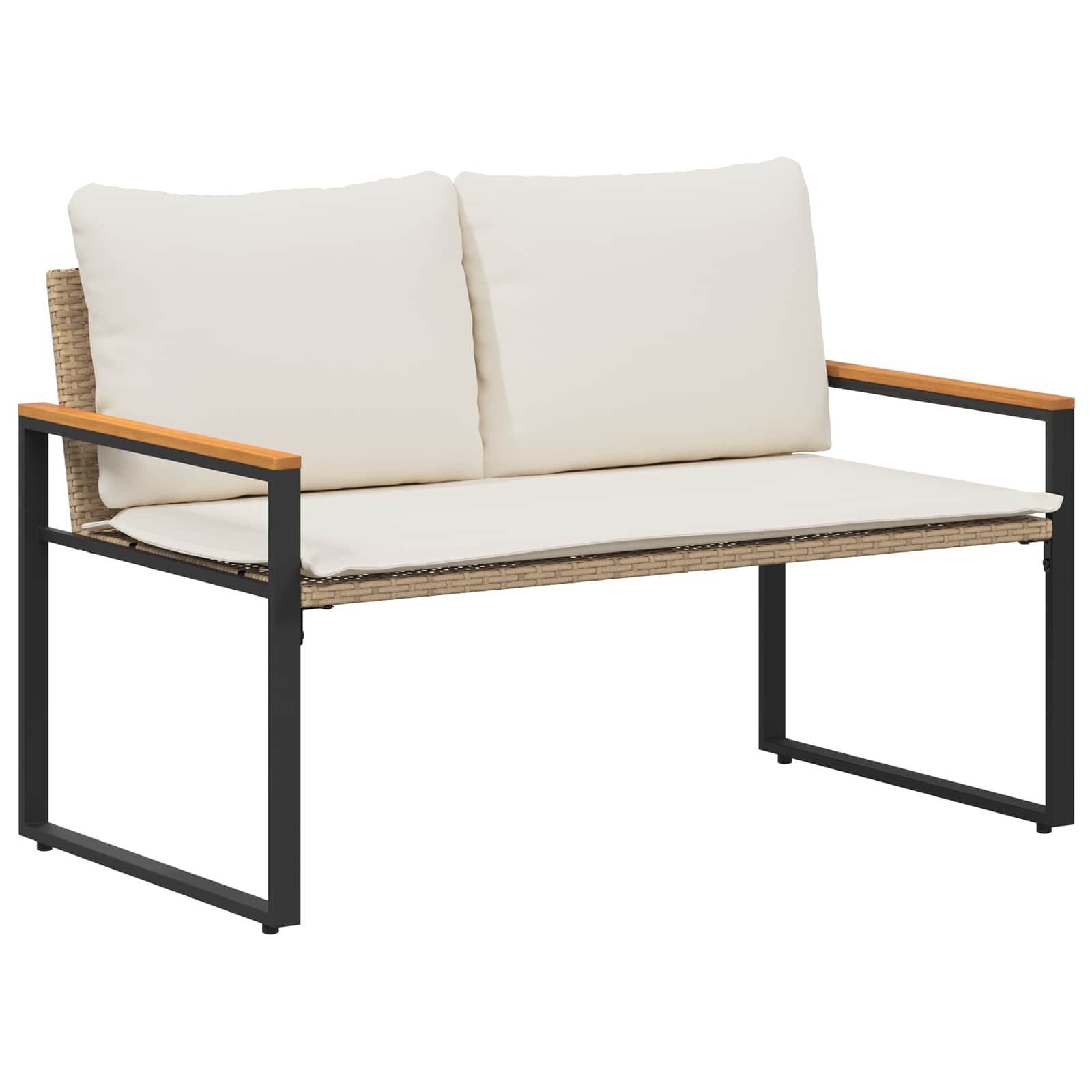 klupa s jastukom Bež i krem bijela 115 x 65 x 72 cm Ratan