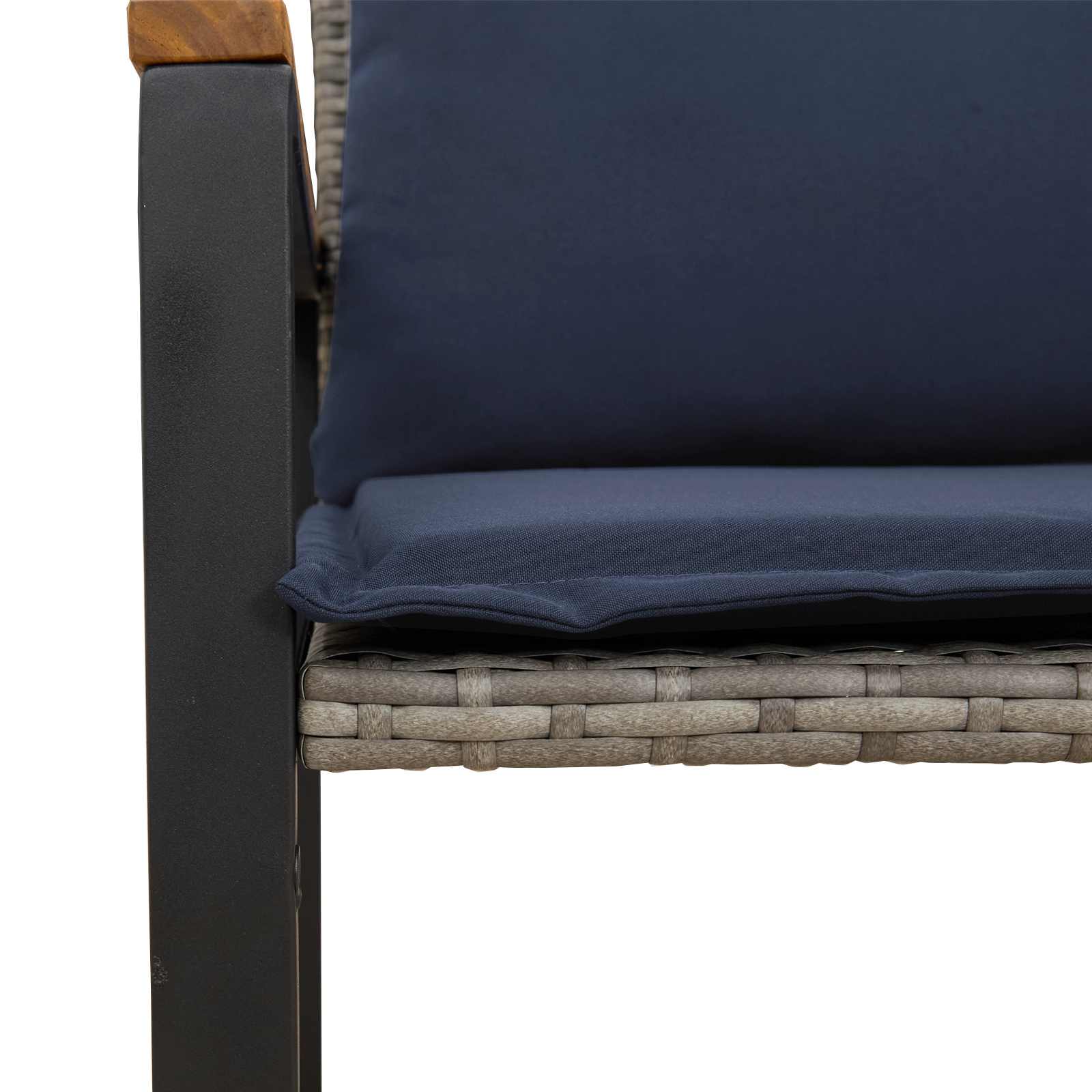 klupa s jastukom Siva i tamnoplava 115 x 65 x 72 cm Ratan