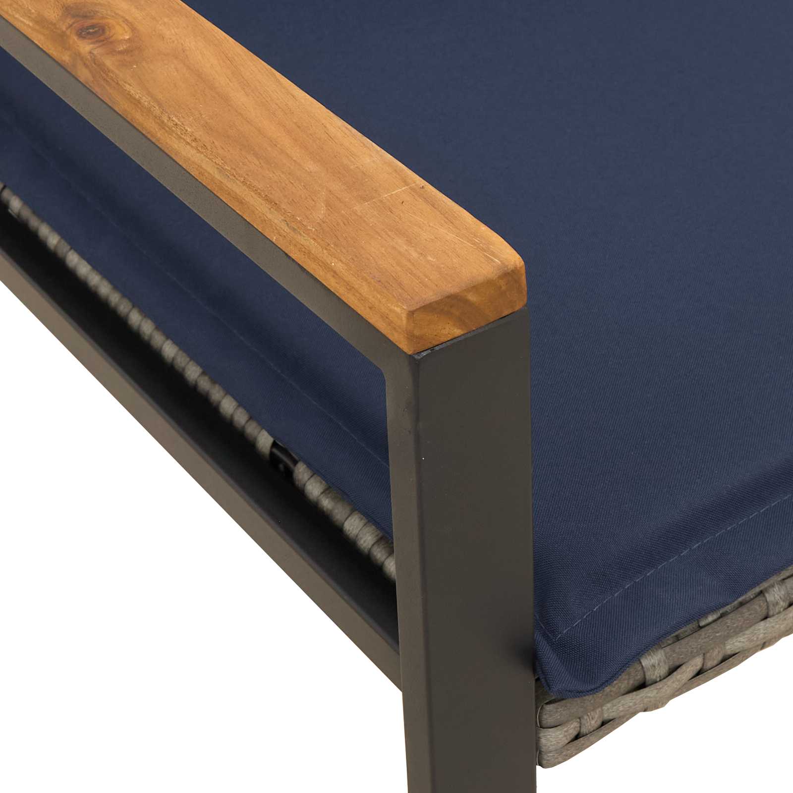 klupa s jastukom Siva i tamnoplava 115 x 65 x 72 cm Ratan