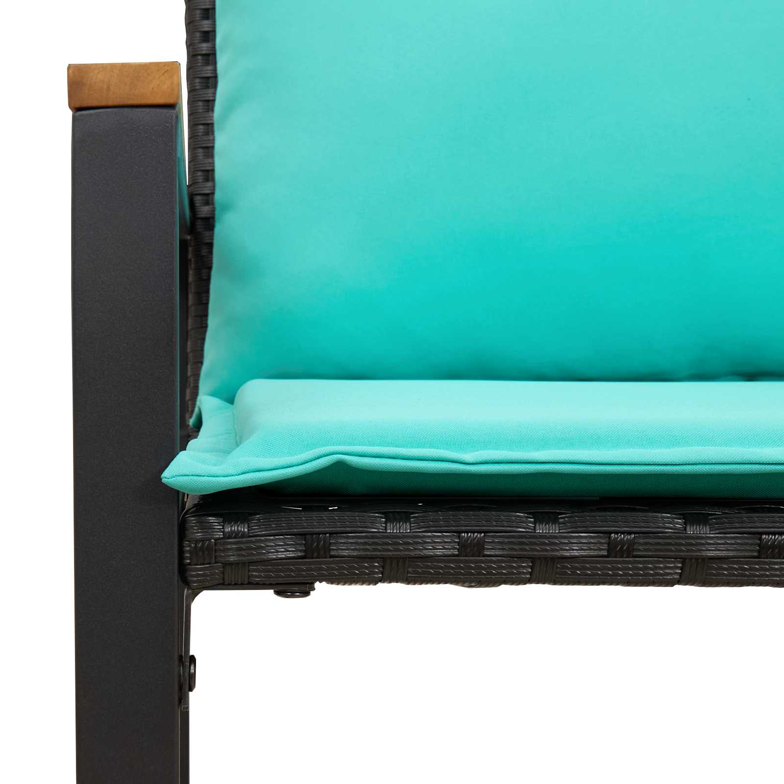 klupa s jastukom Crna i Tirkizna 115 x 65 x 72 cm Ratan