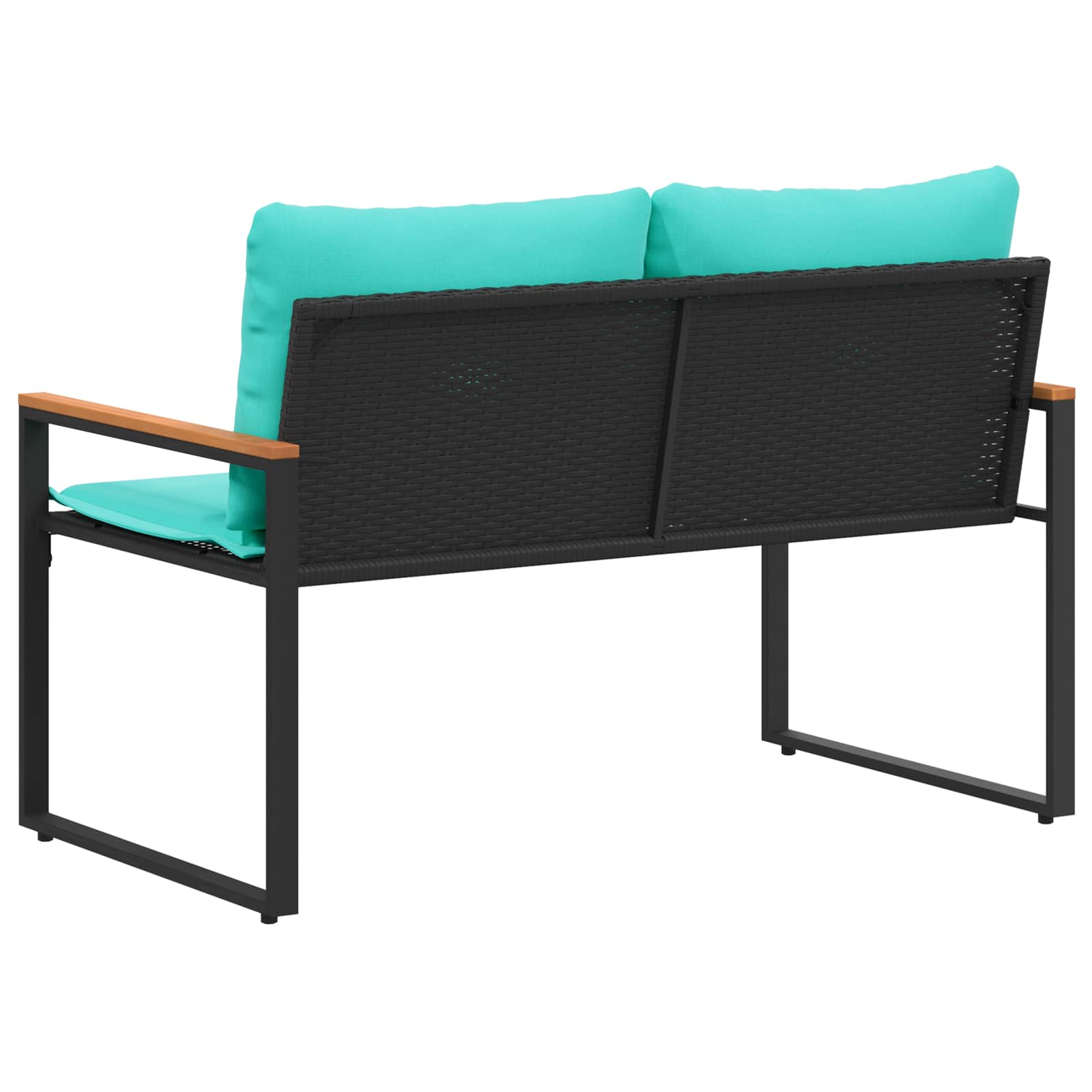 klupa s jastukom Crna i Tirkizna 115 x 65 x 72 cm Ratan