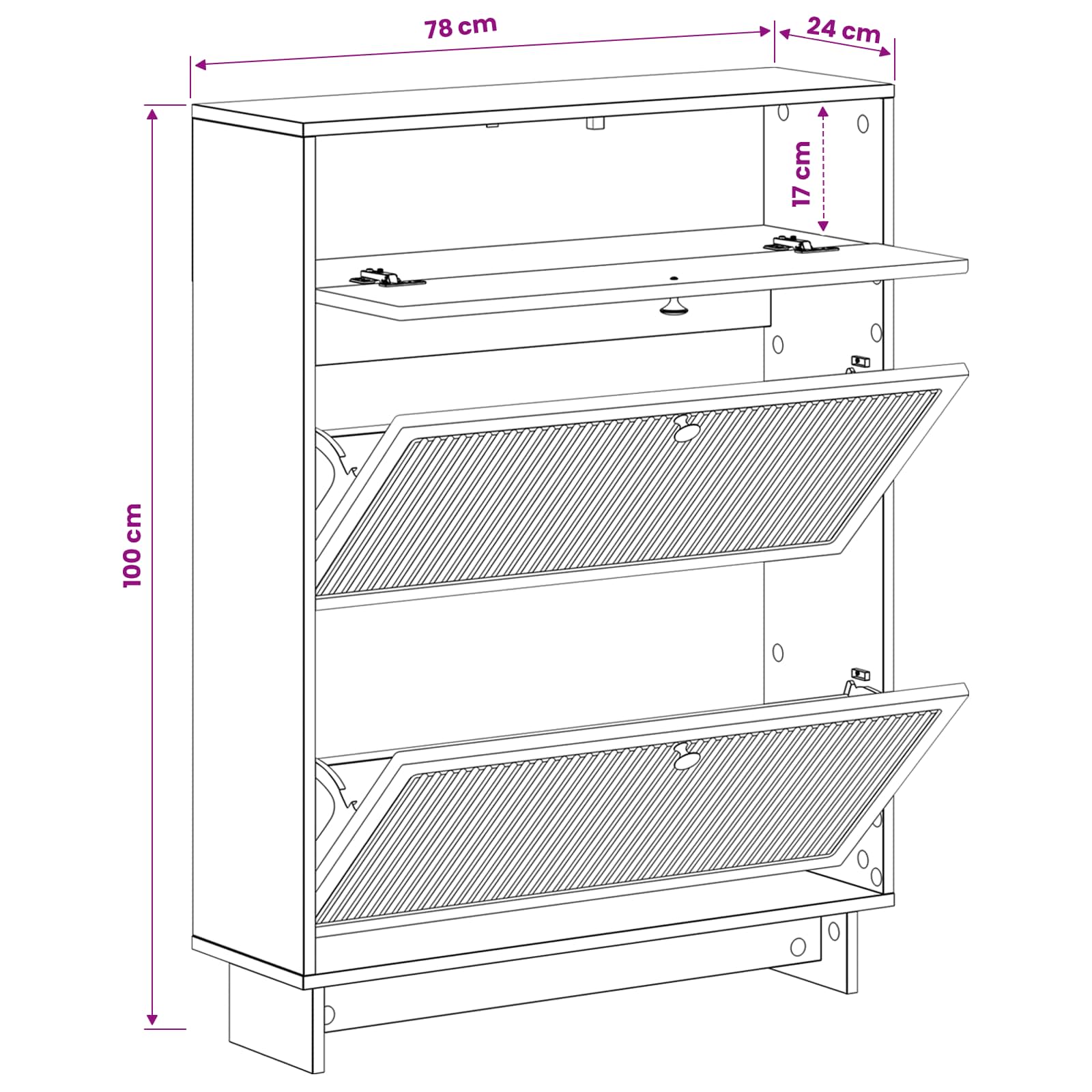 Ormar za cipele EDE 78 x 24 x 103 cm Konstruirano drvo